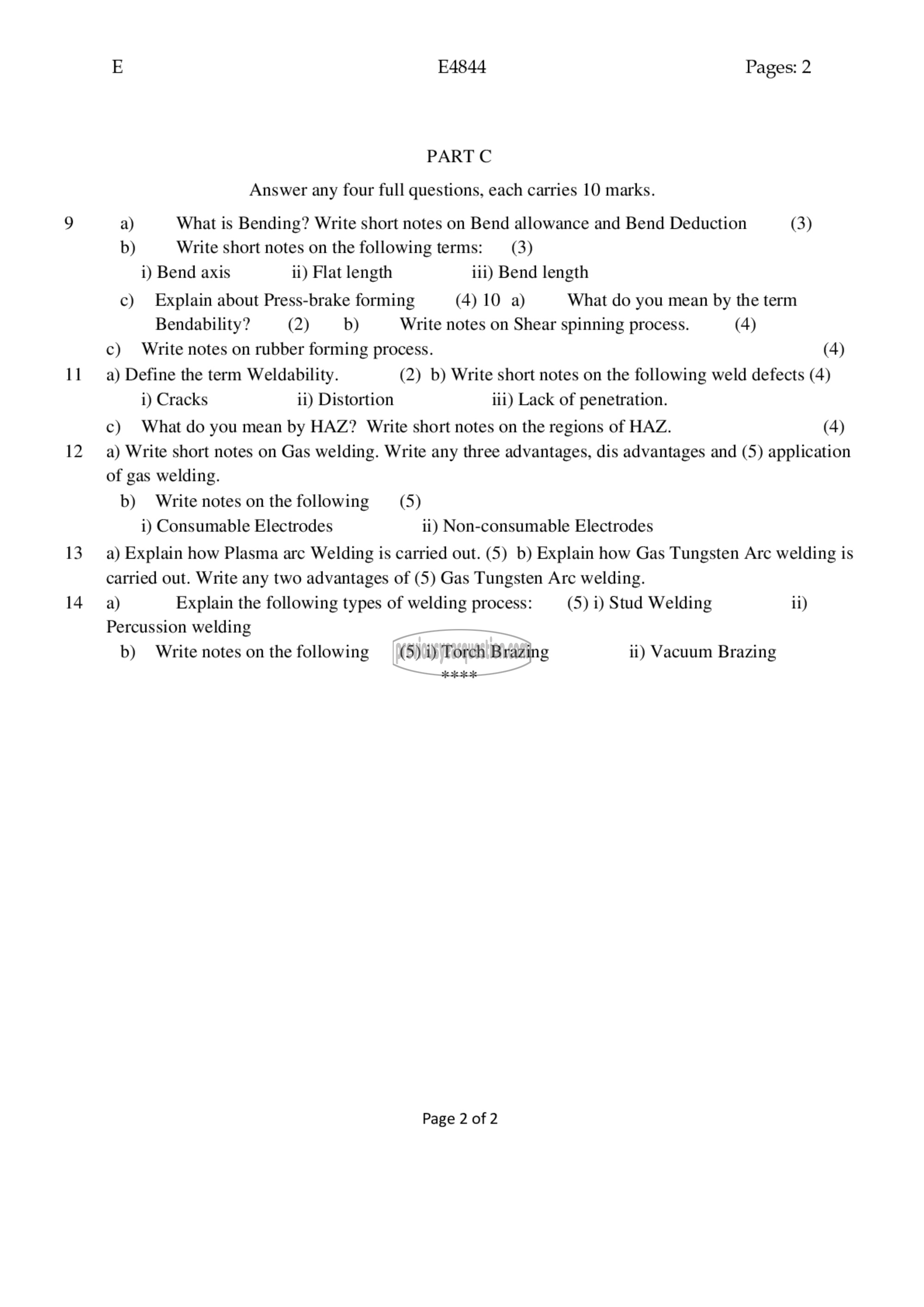 Question Paper - Manufacturing Technology-2