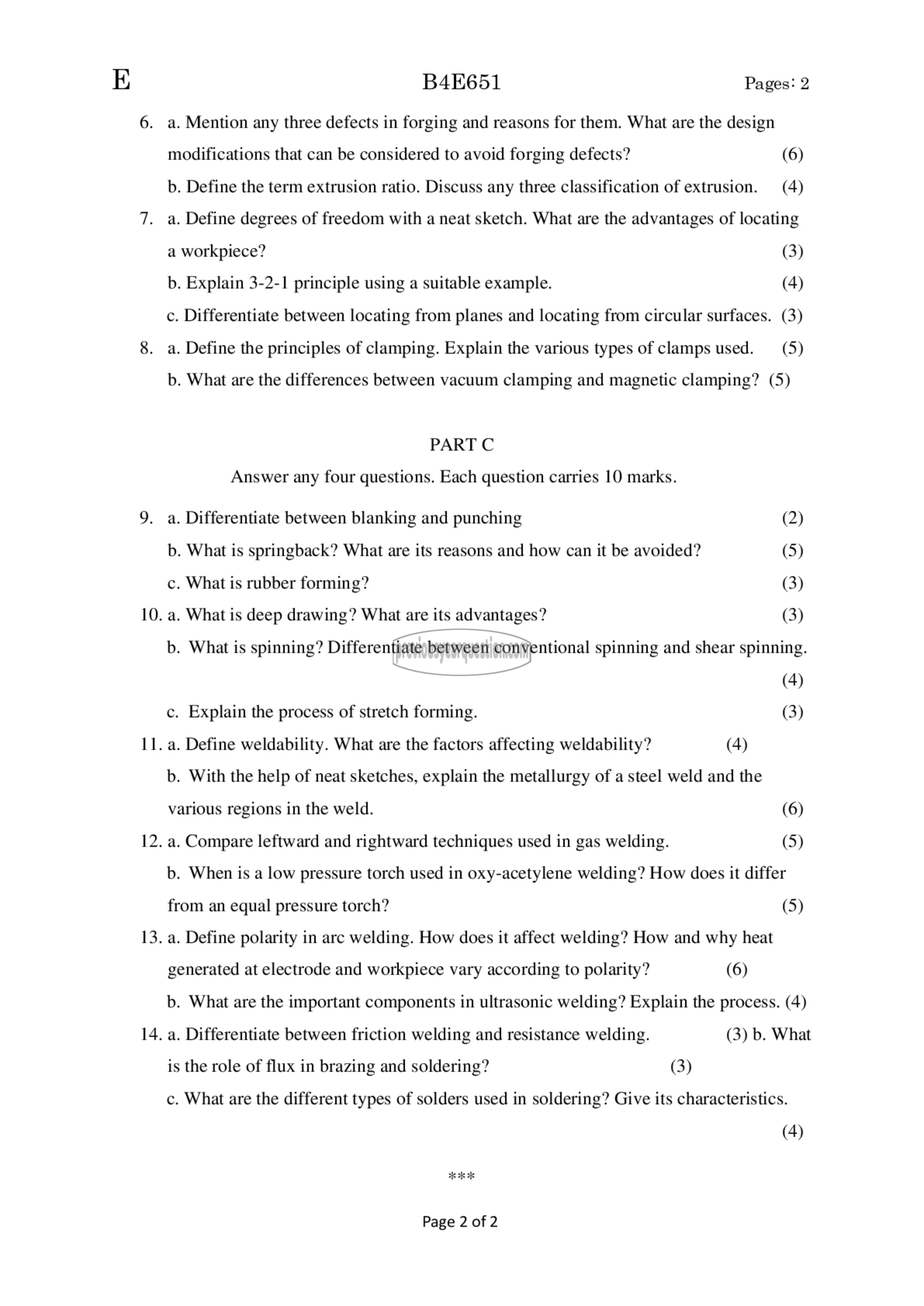 Question Paper - Manufacturing Technology-2