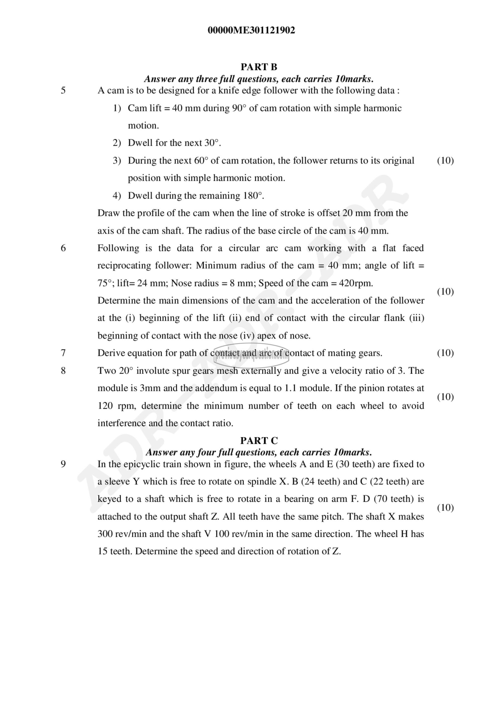 Question Paper - Mechanics of Machinery-2