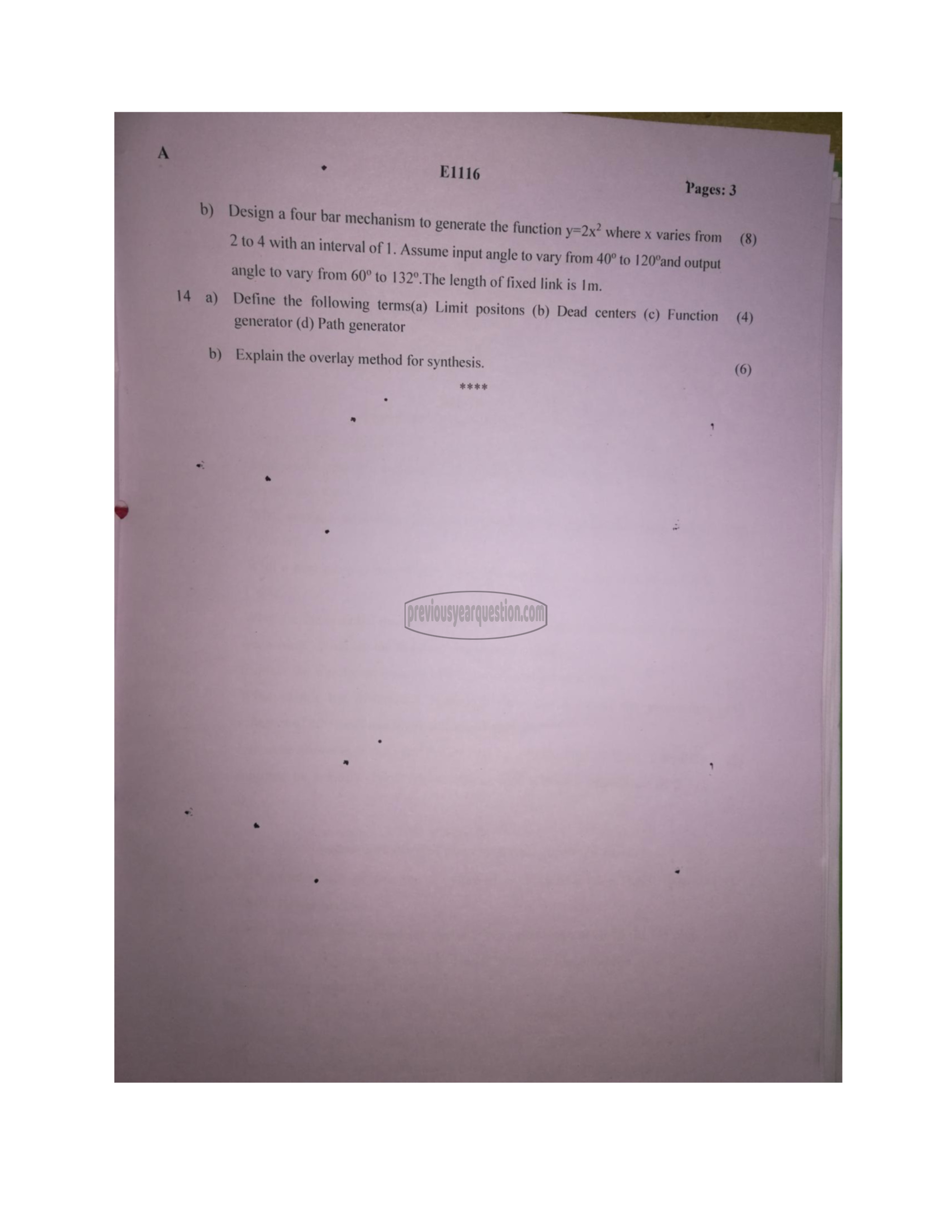 Question Paper - Mechanics of Machinery-3