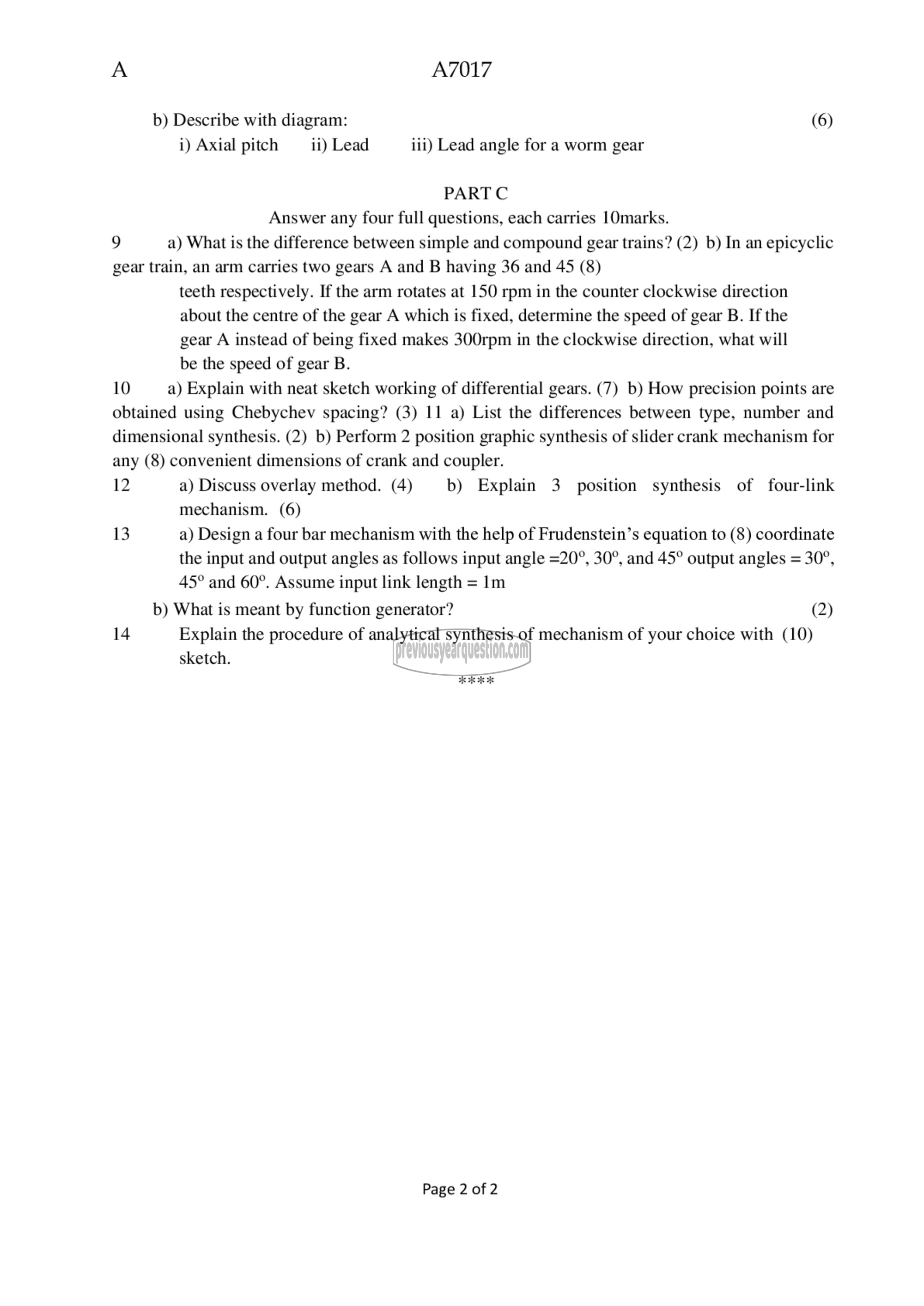 Question Paper - Mechanics of Machinery-2