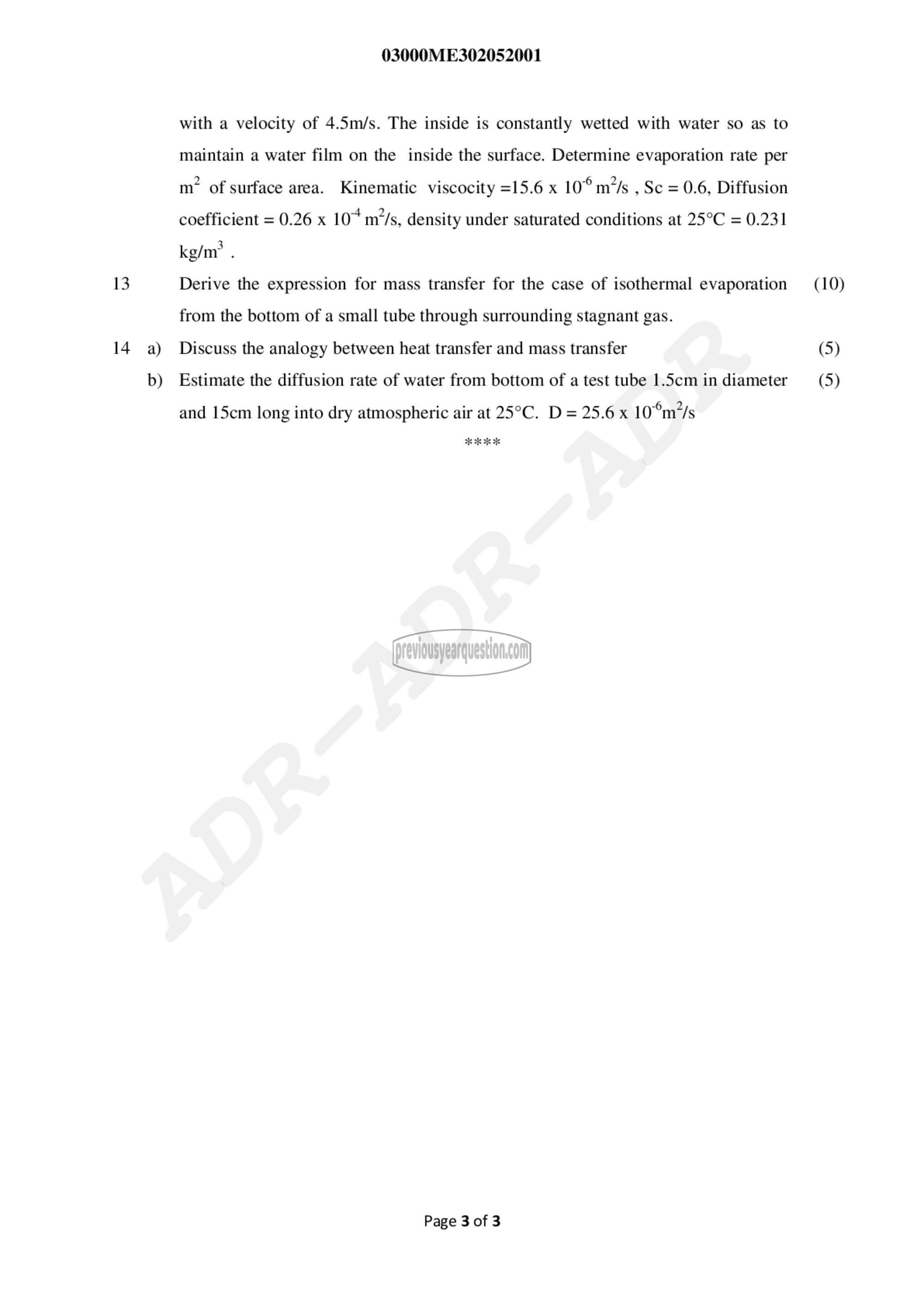 Question Paper - Heat & Mass Transfer-3