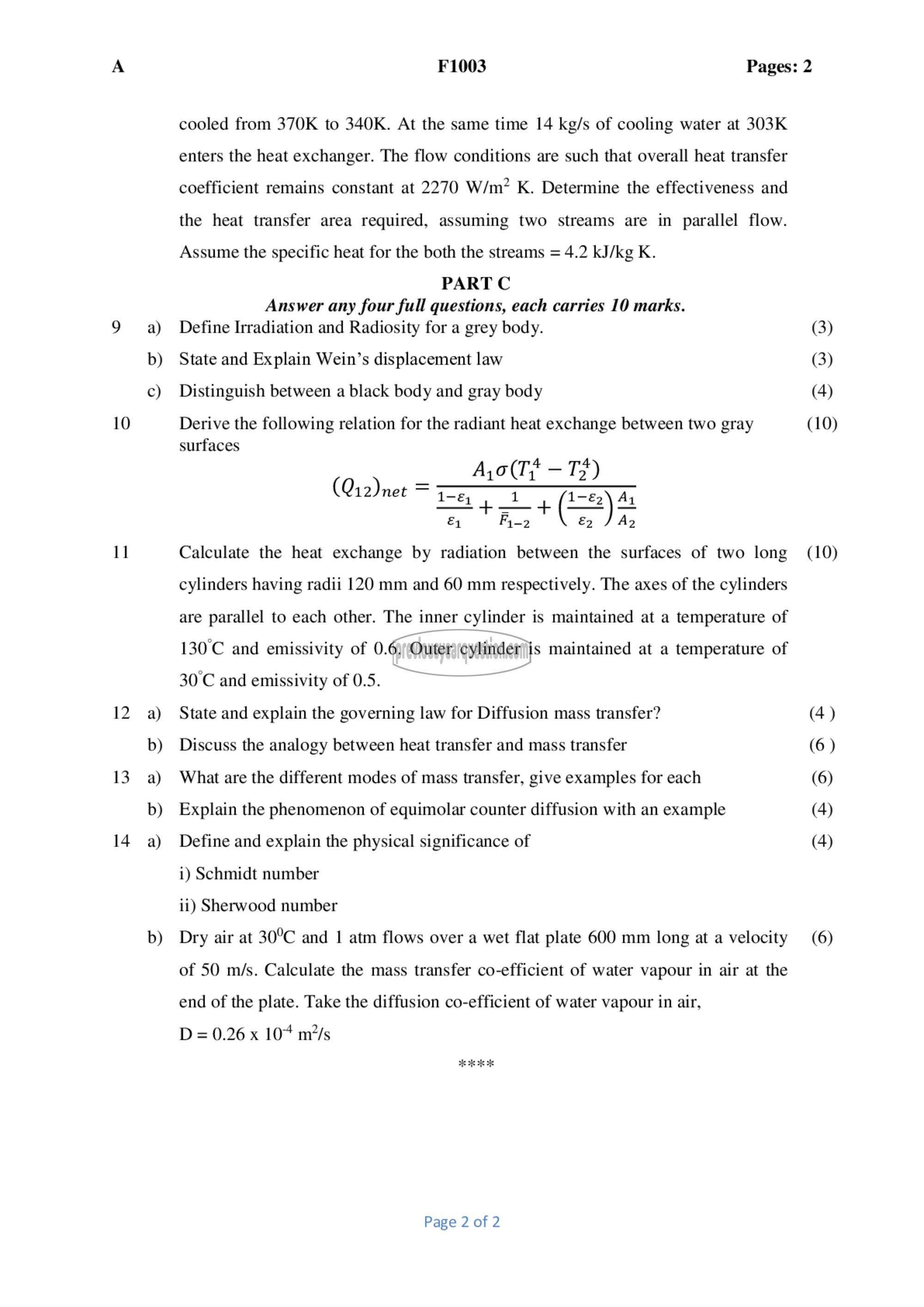 Question Paper - Heat & Mass Transfer-2