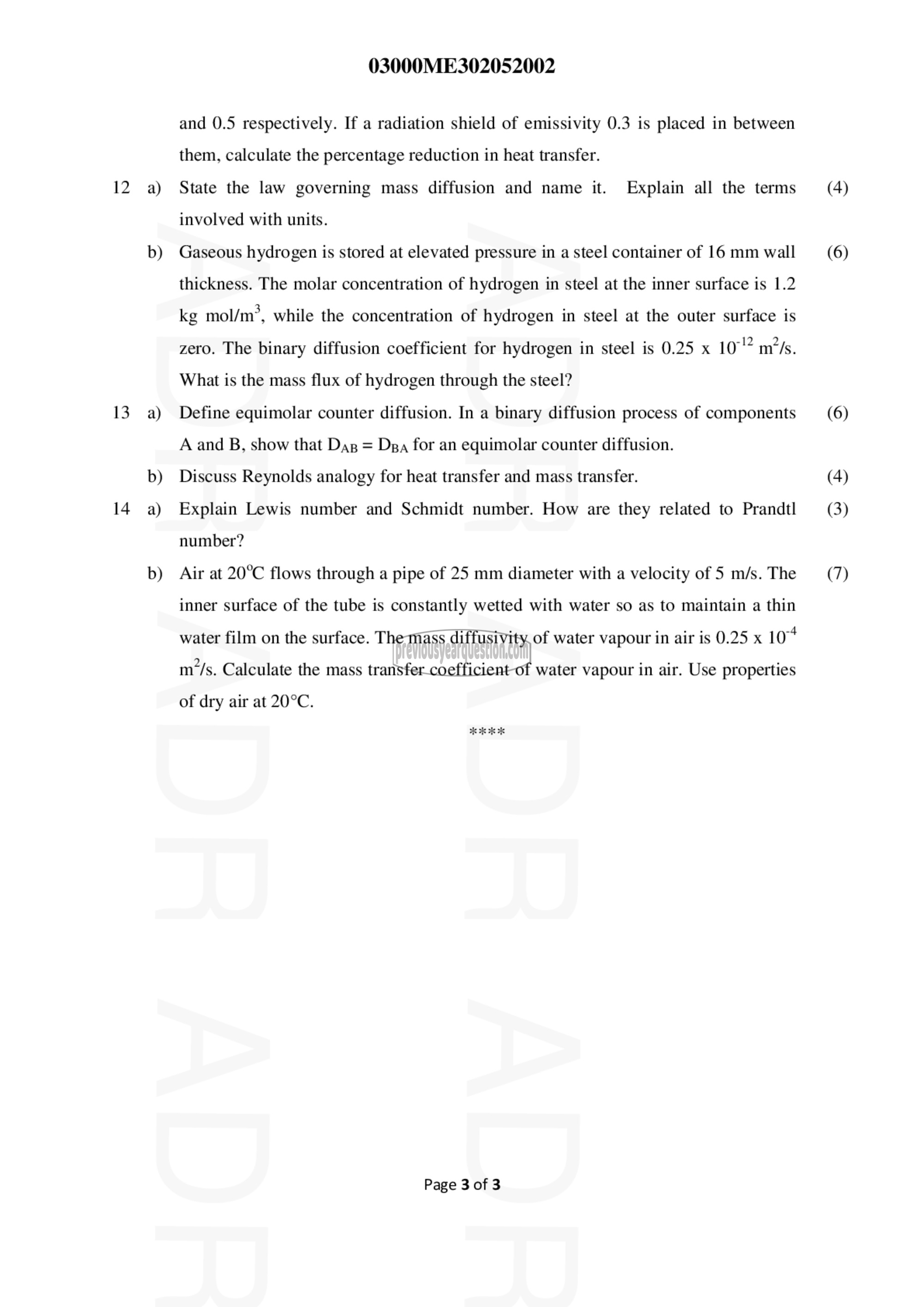 Question Paper - Heat & Mass Transfer-3