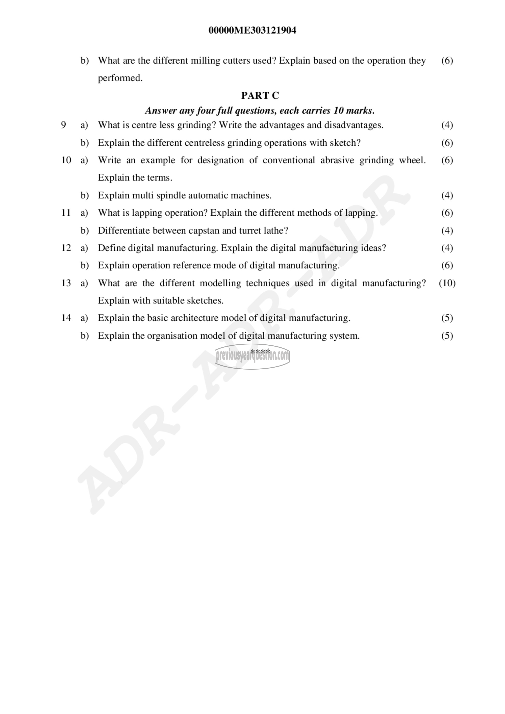 Question Paper - Machine Tools and Digital Manufacturing-2