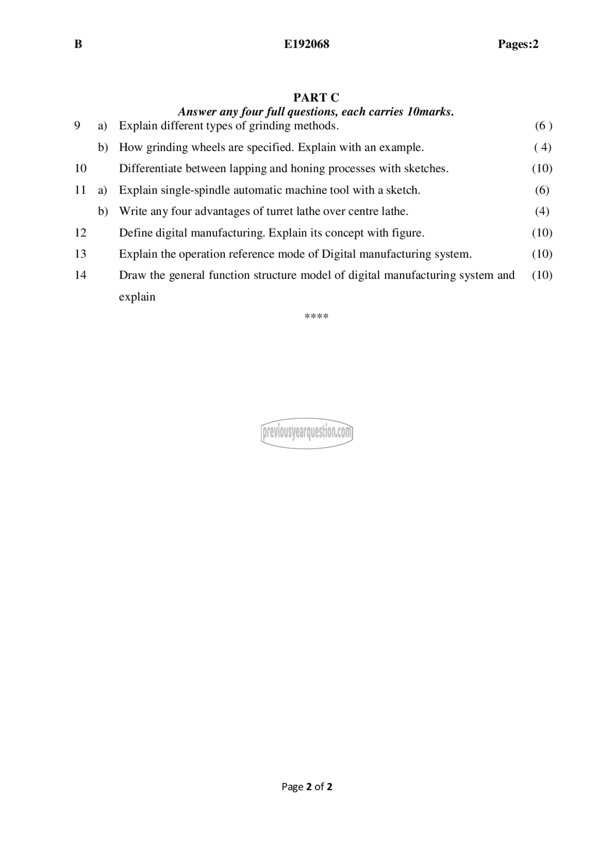 Question Paper - Machine Tools and Digital Manufacturing-2