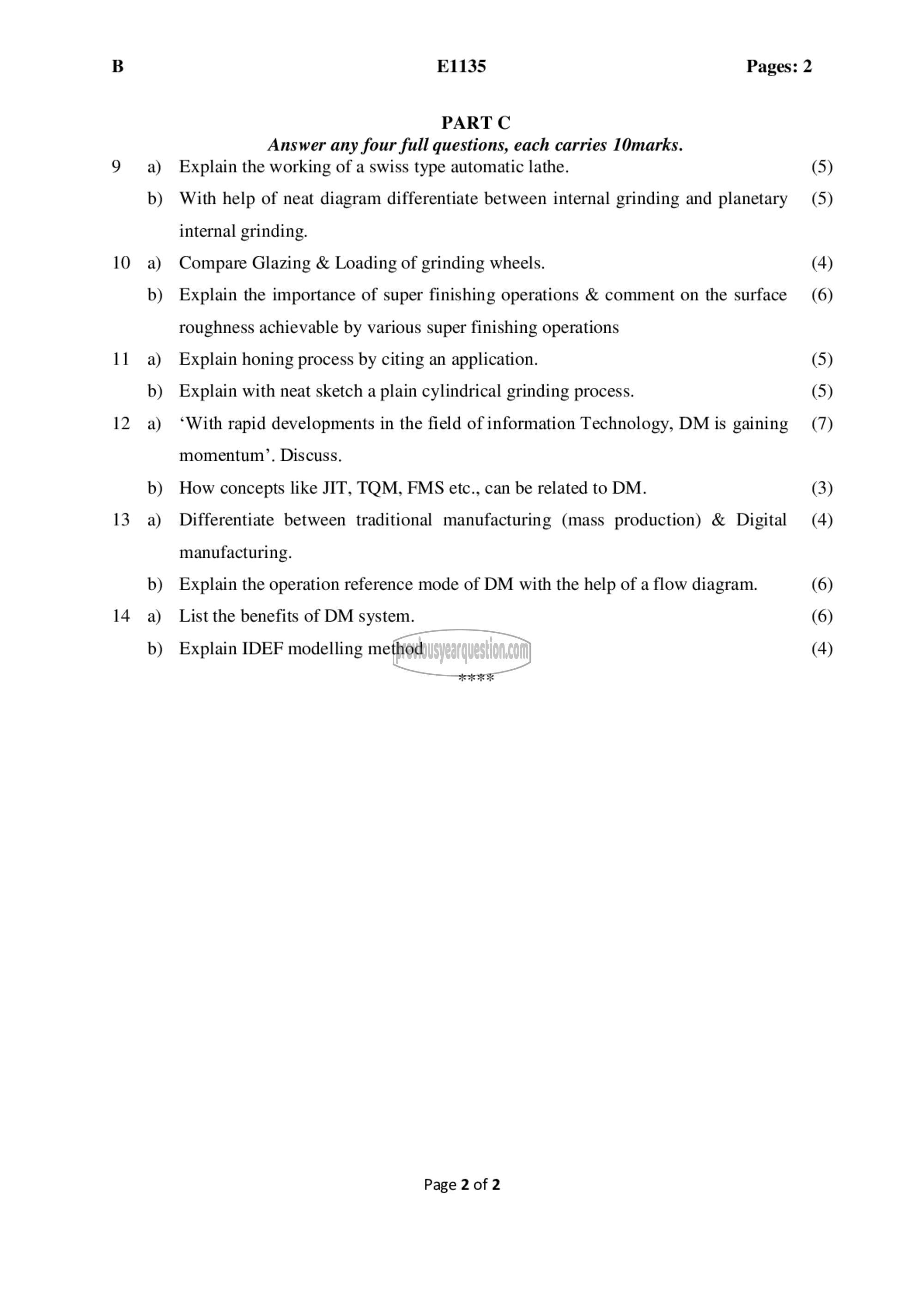 Question Paper - Machine Tools and Digital Manufacturing-2