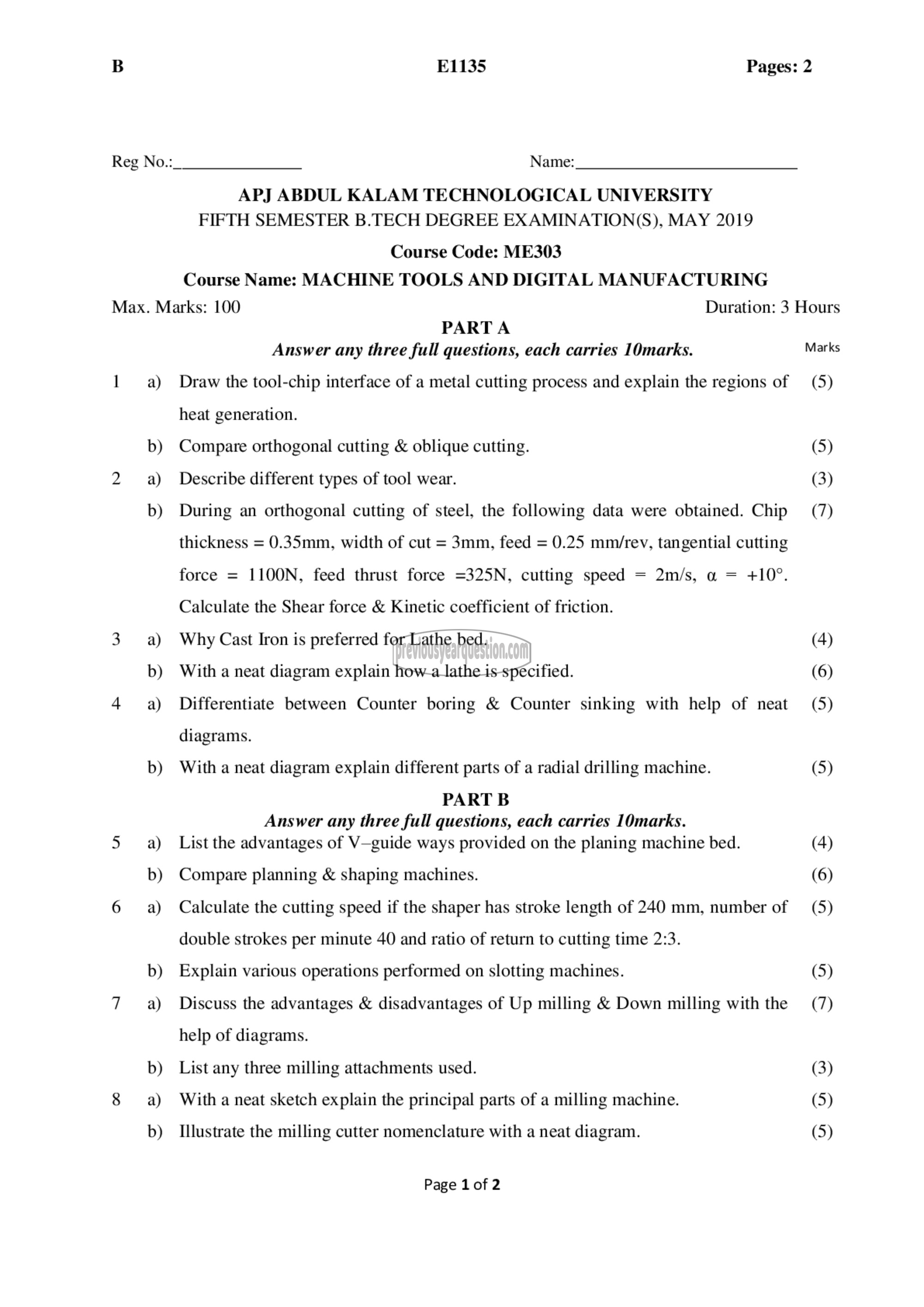 Question Paper - Machine Tools and Digital Manufacturing-1