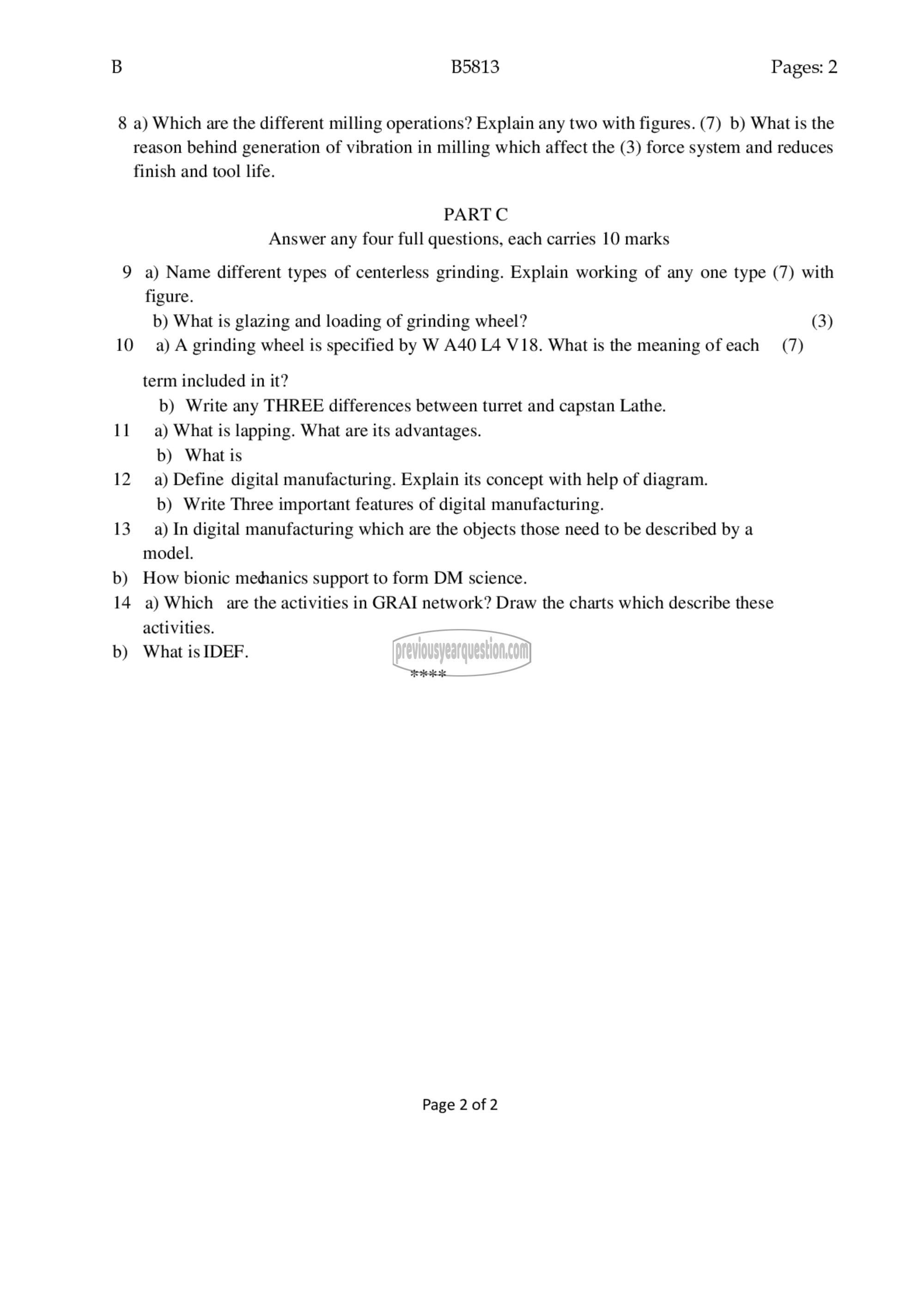 Question Paper - Machine Tools and Digital Manufacturing-2