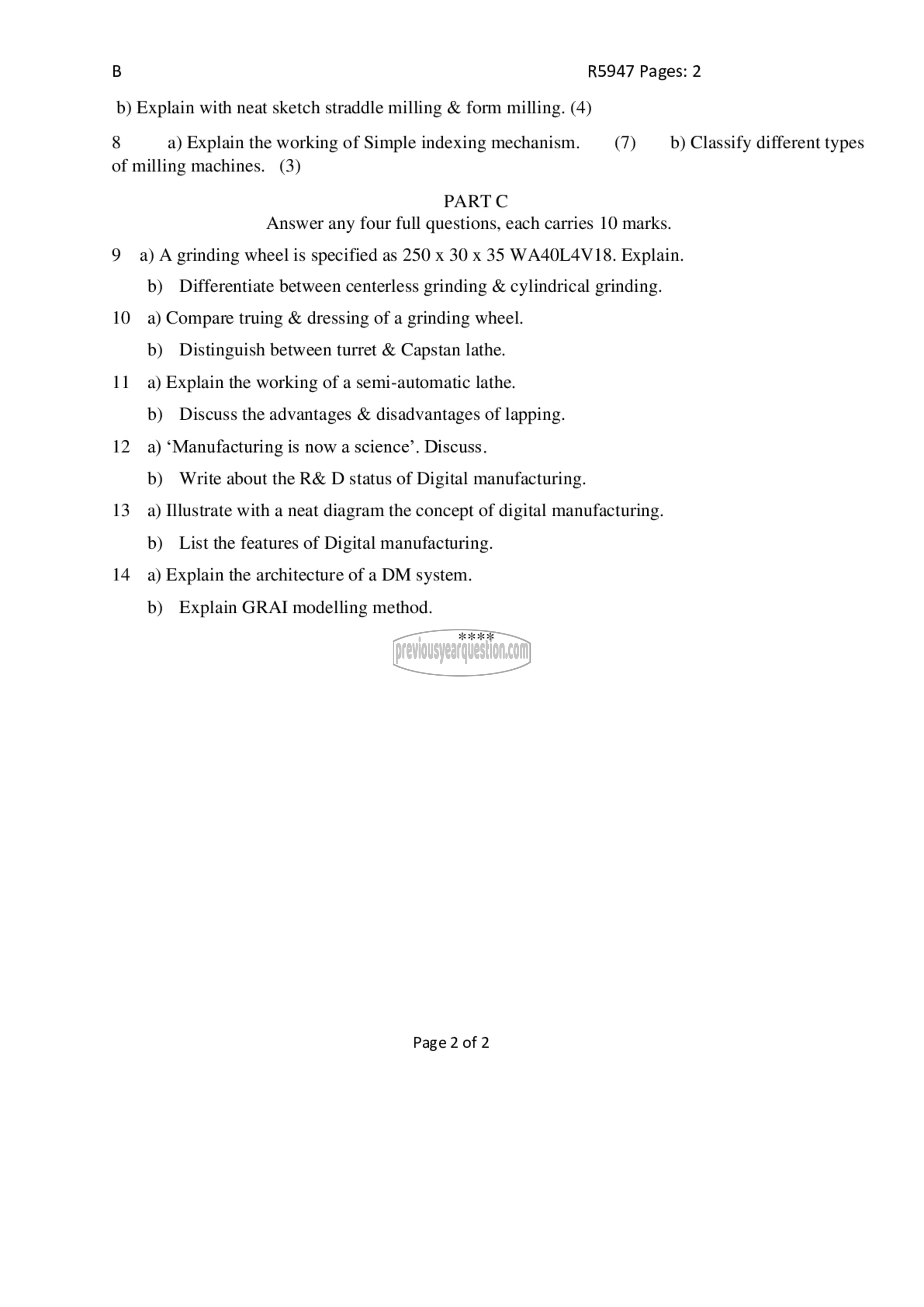 Question Paper - Machine Tools and Digital Manufacturing-2