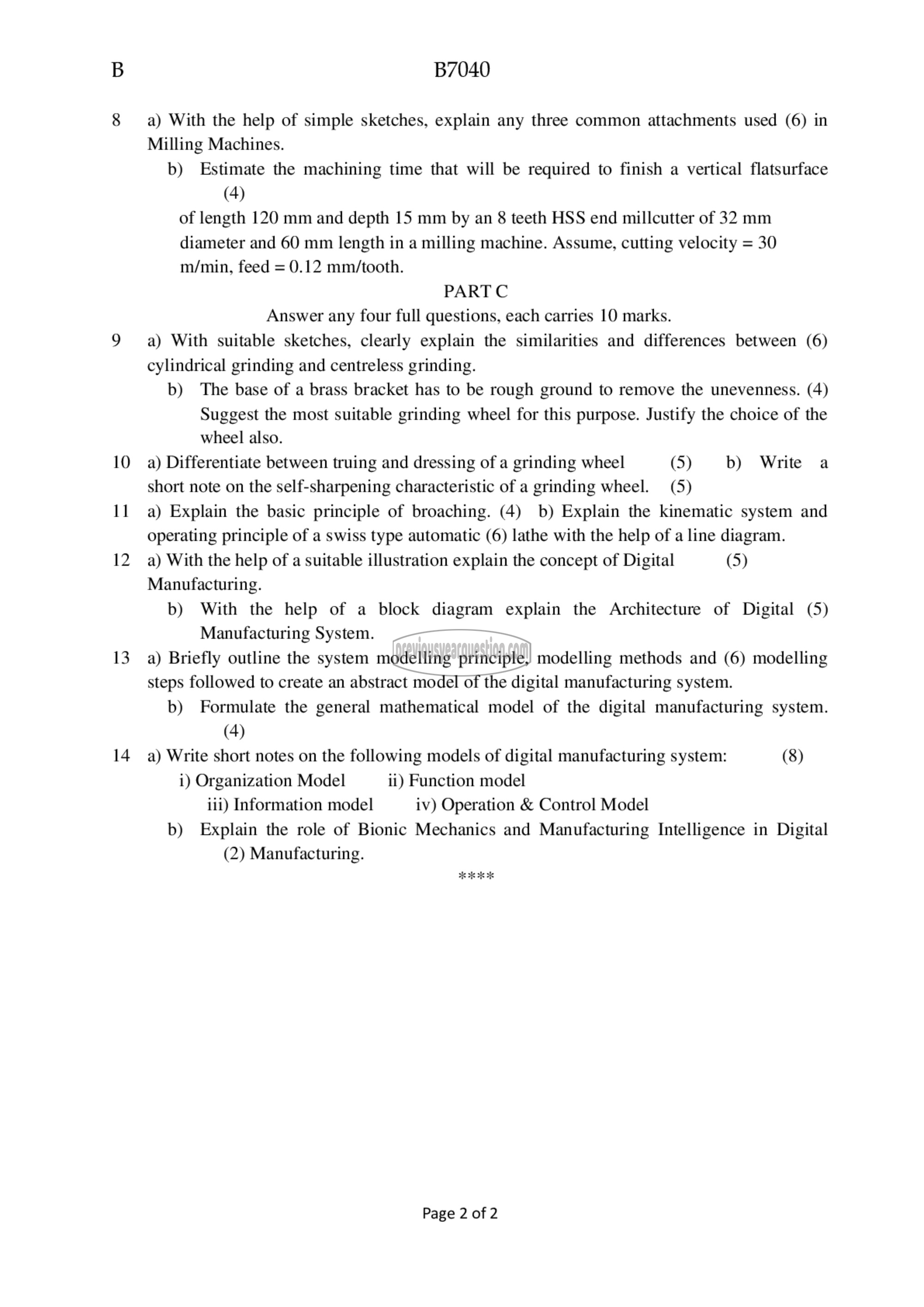 Question Paper - Machine Tools and Digital Manufacturing-2