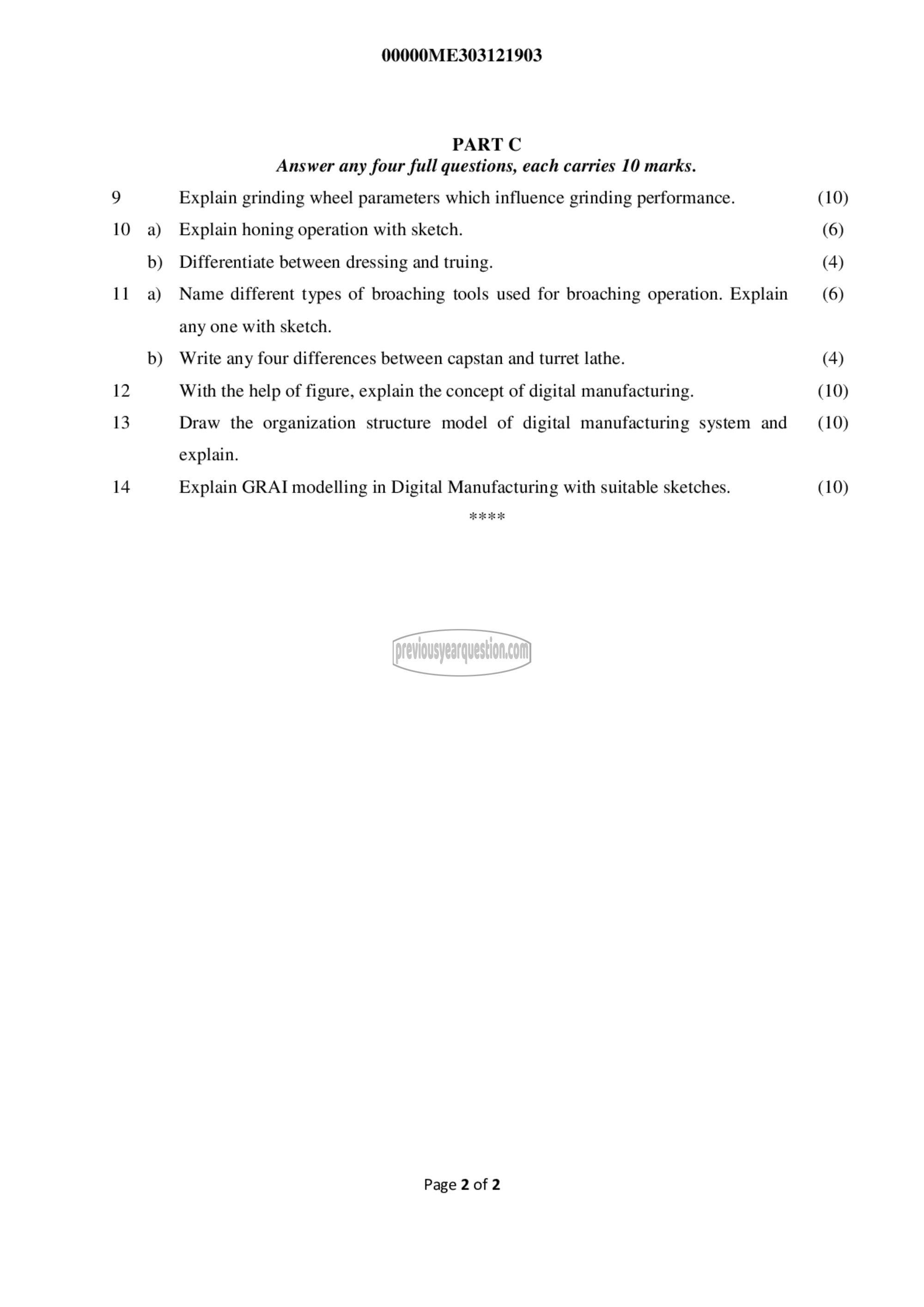 Question Paper - Machine Tools and Digital Manufacturing-2