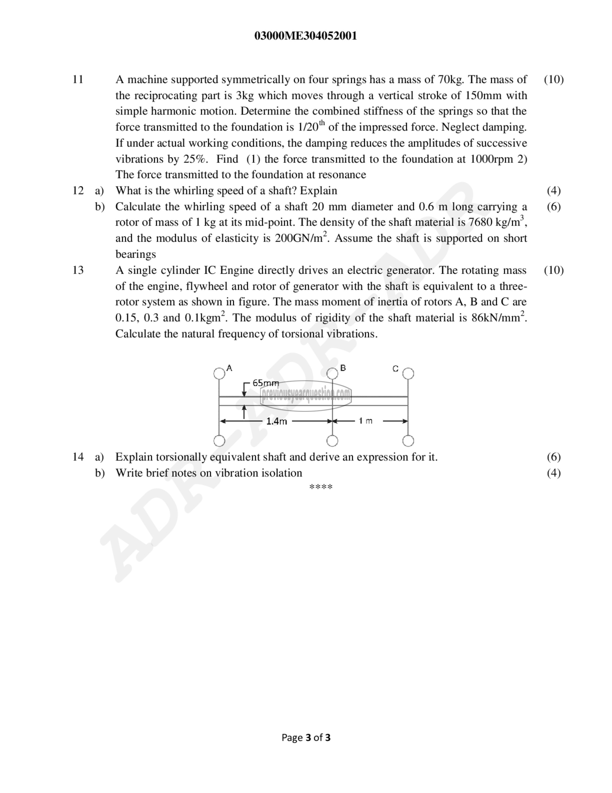 Question Paper - Dynamics of Machinery-3