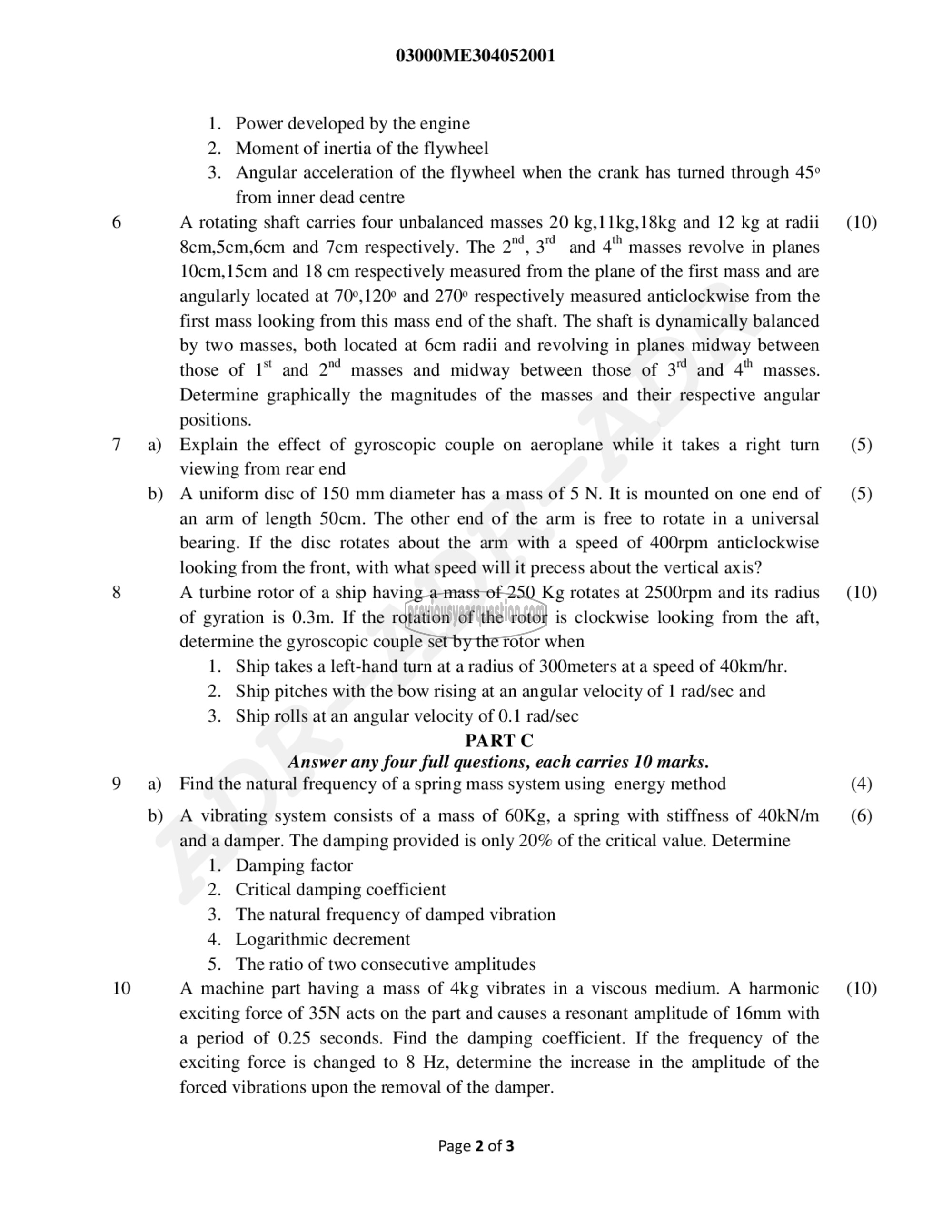 Question Paper - Dynamics of Machinery-2