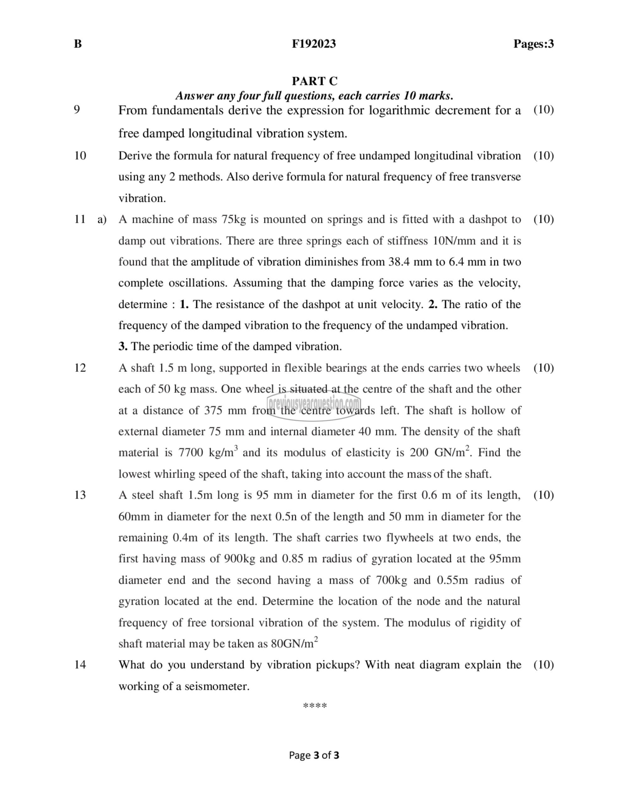 Question Paper - Dynamics of Machinery-3