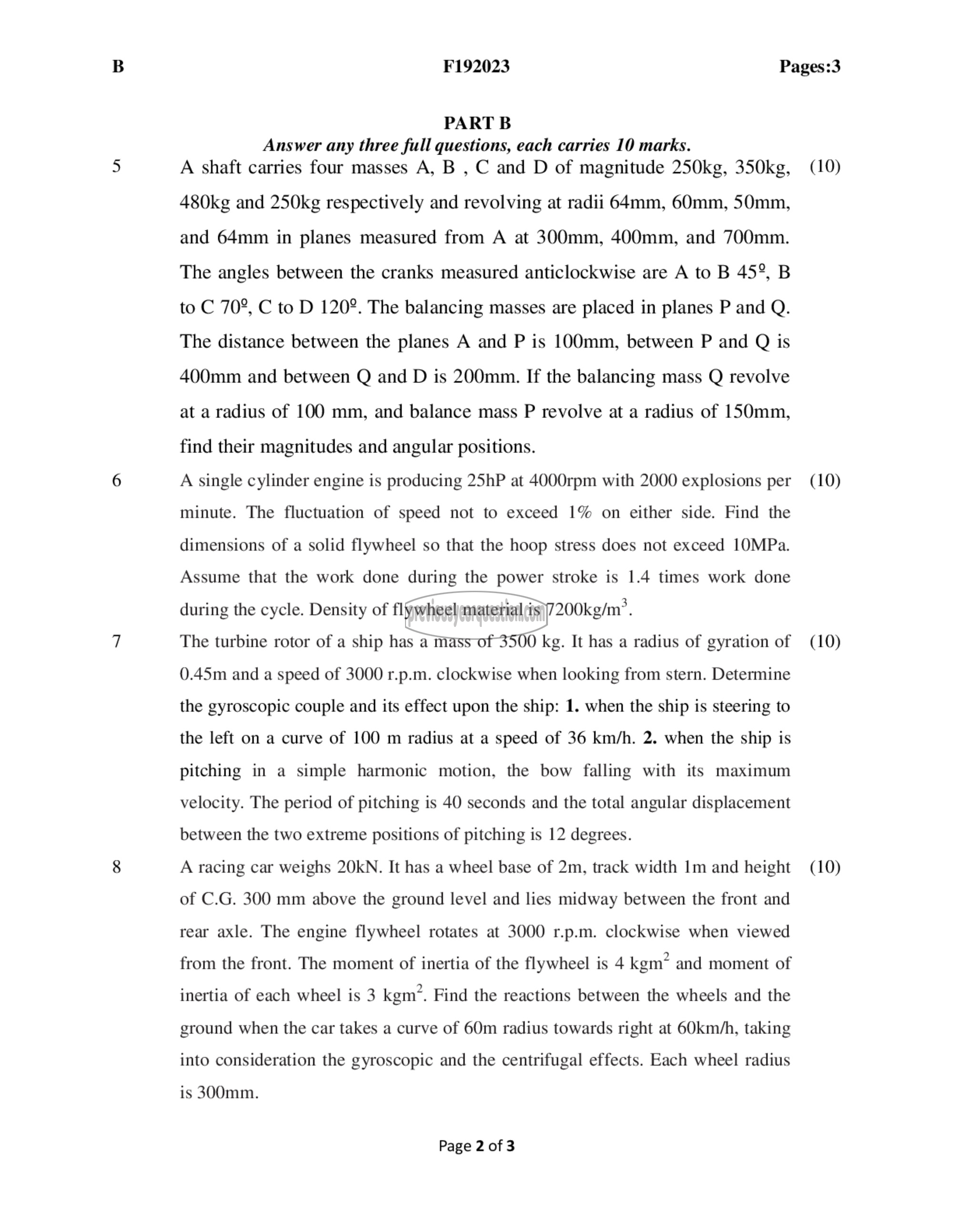 Question Paper - Dynamics of Machinery-2