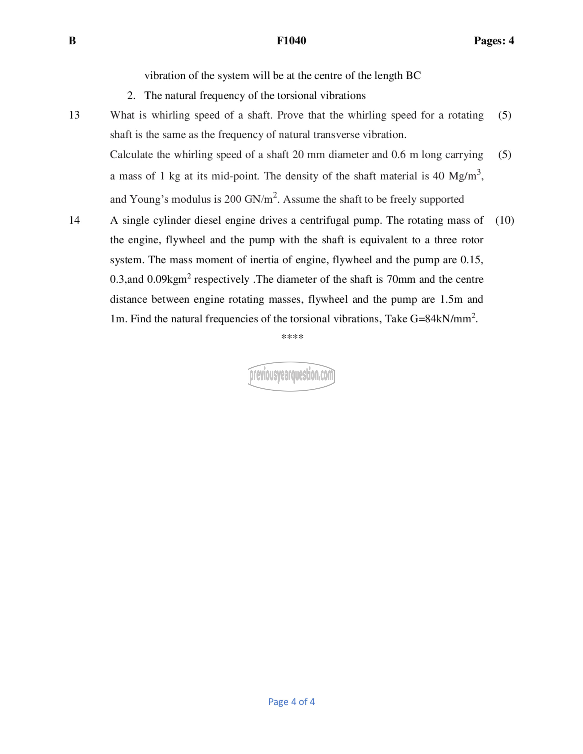 Question Paper - Dynamics of Machinery-4