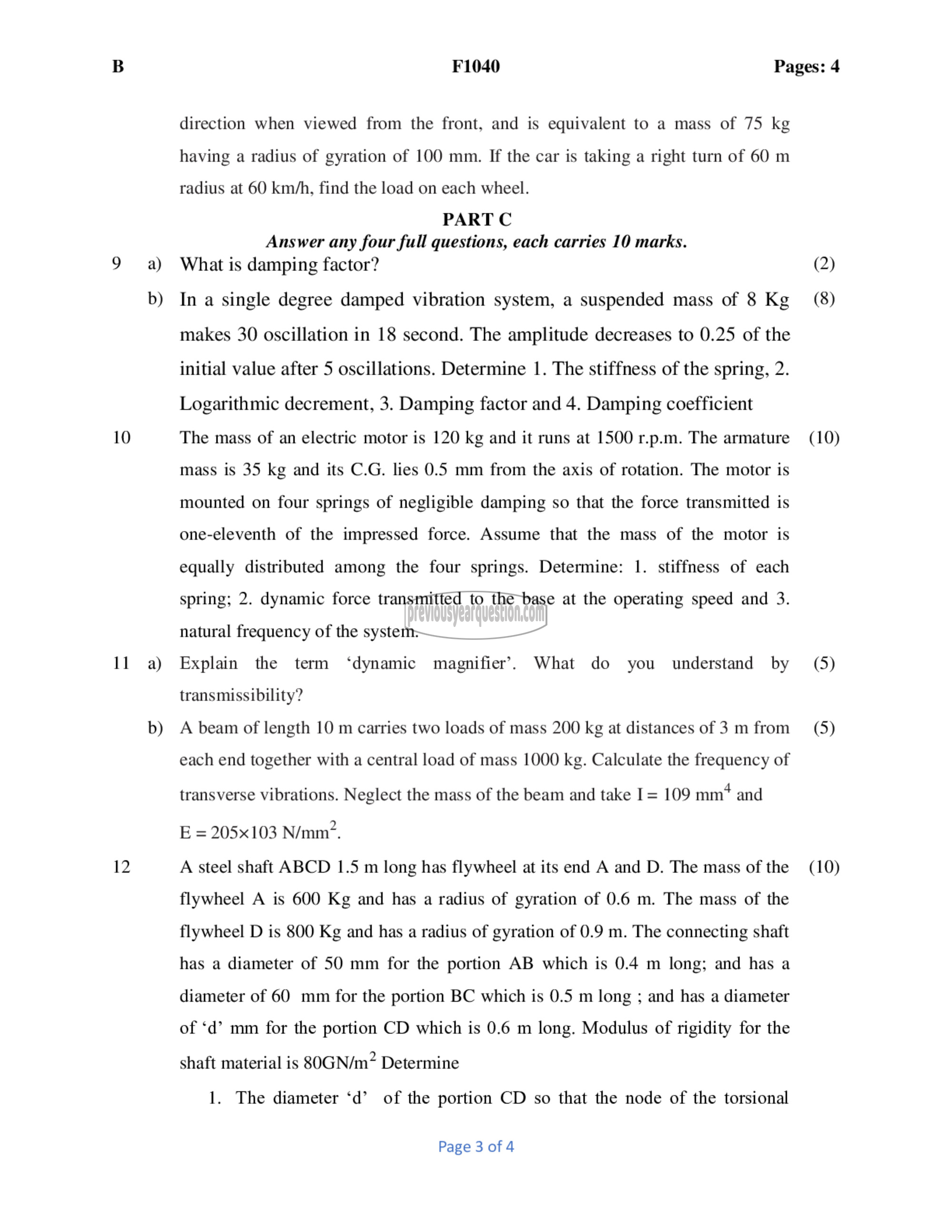 Question Paper - Dynamics of Machinery-3