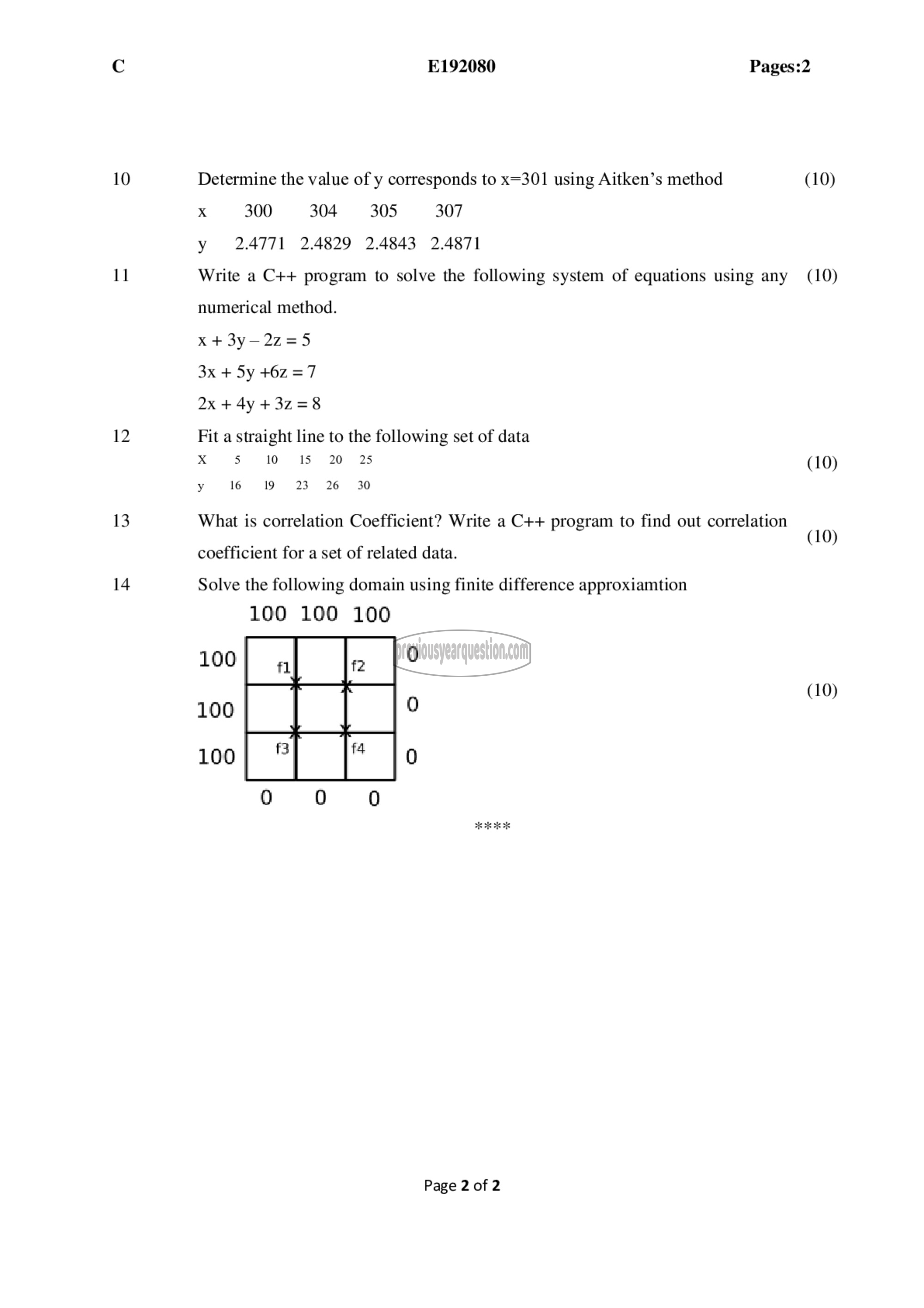 Question Paper - Computer Programming & Numerical Methods-2