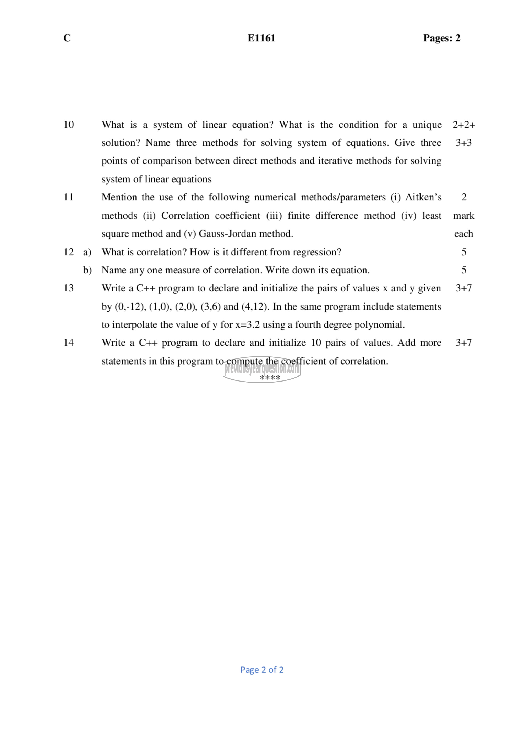 Question Paper - Computer Programming & Numerical Methods-2