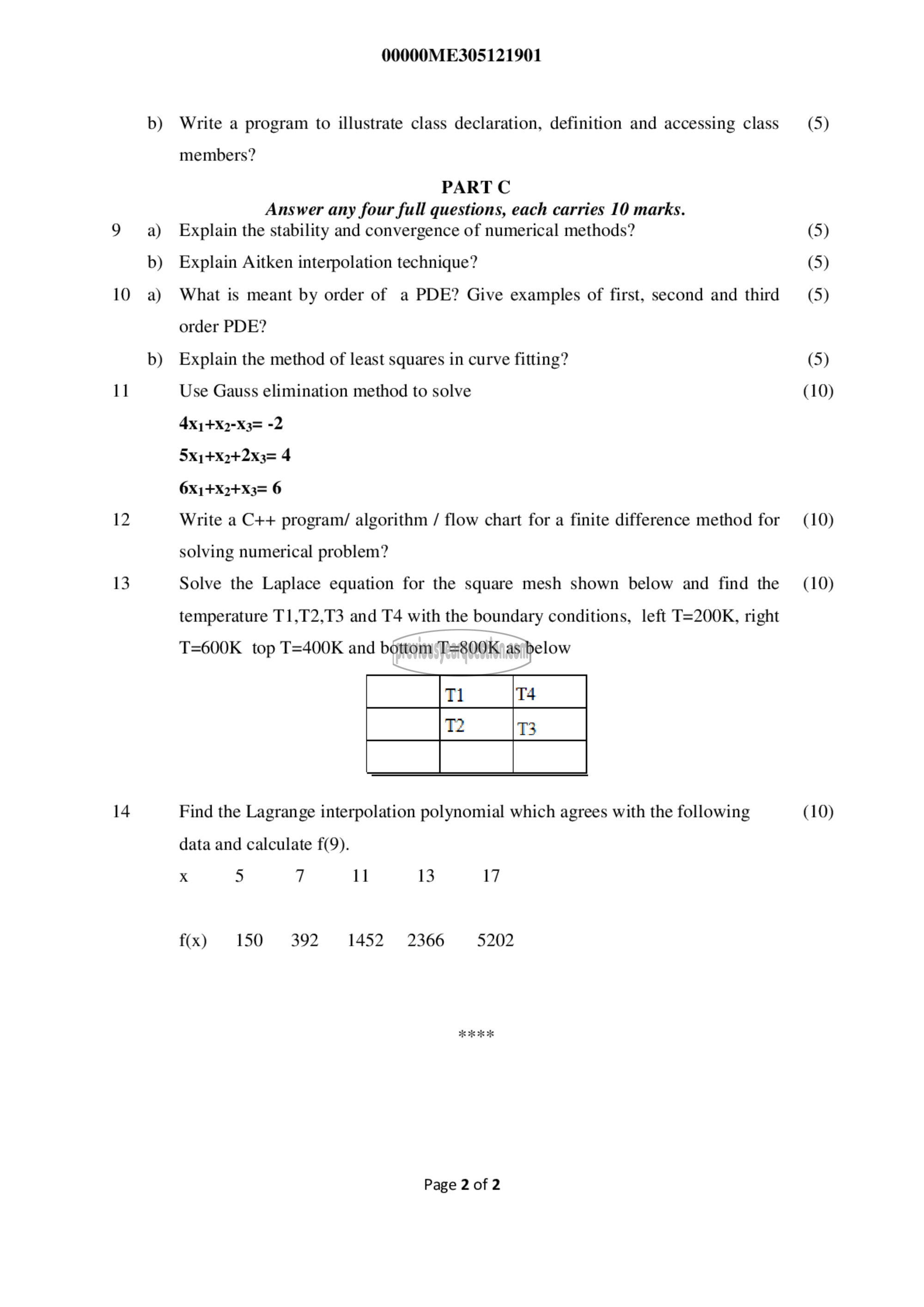 Question Paper - Computer Programming & Numerical Methods-2