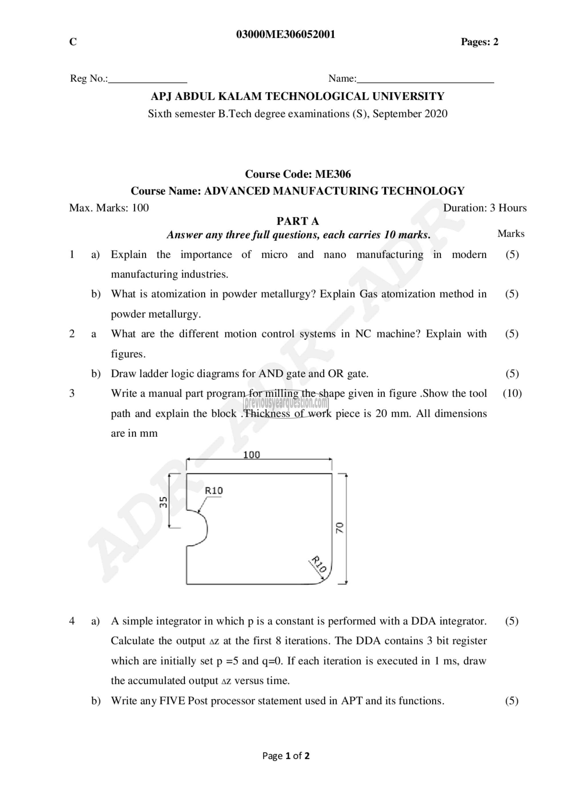 Question Paper - Advanced Manufacturing Technology-1