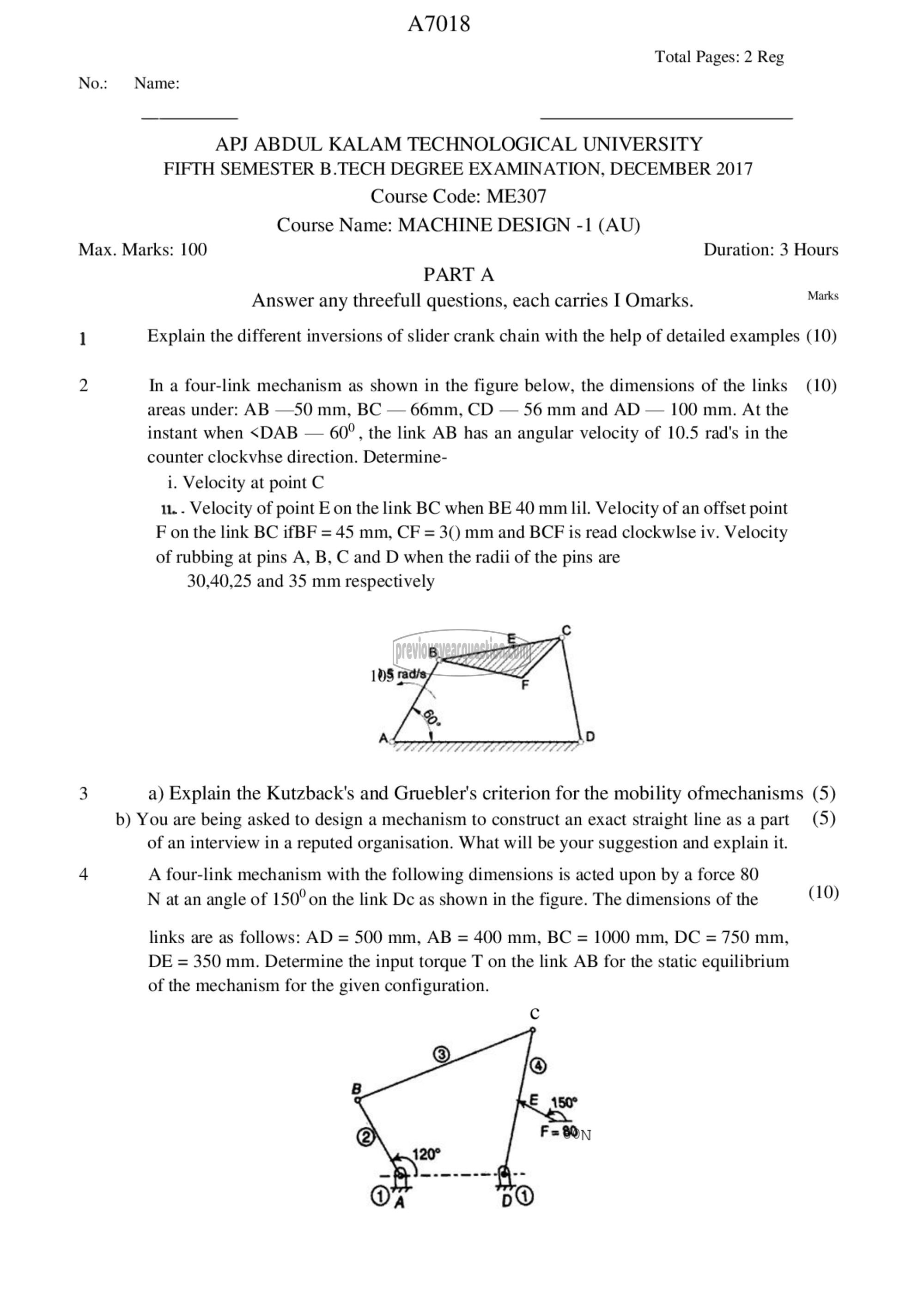 Question Paper - Machine Design-I-1