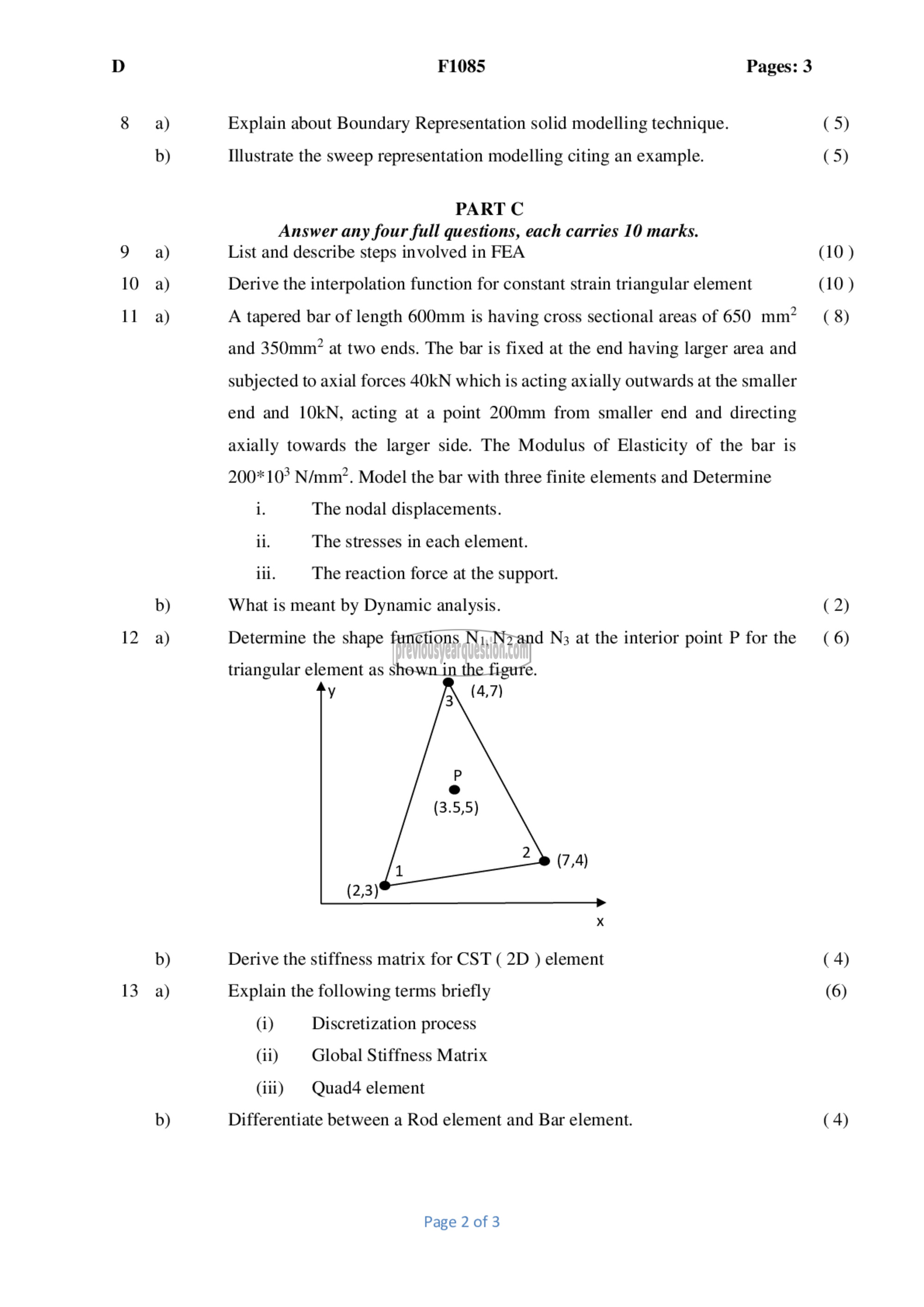 Question Paper - Computer Aided Design and Analysis-2