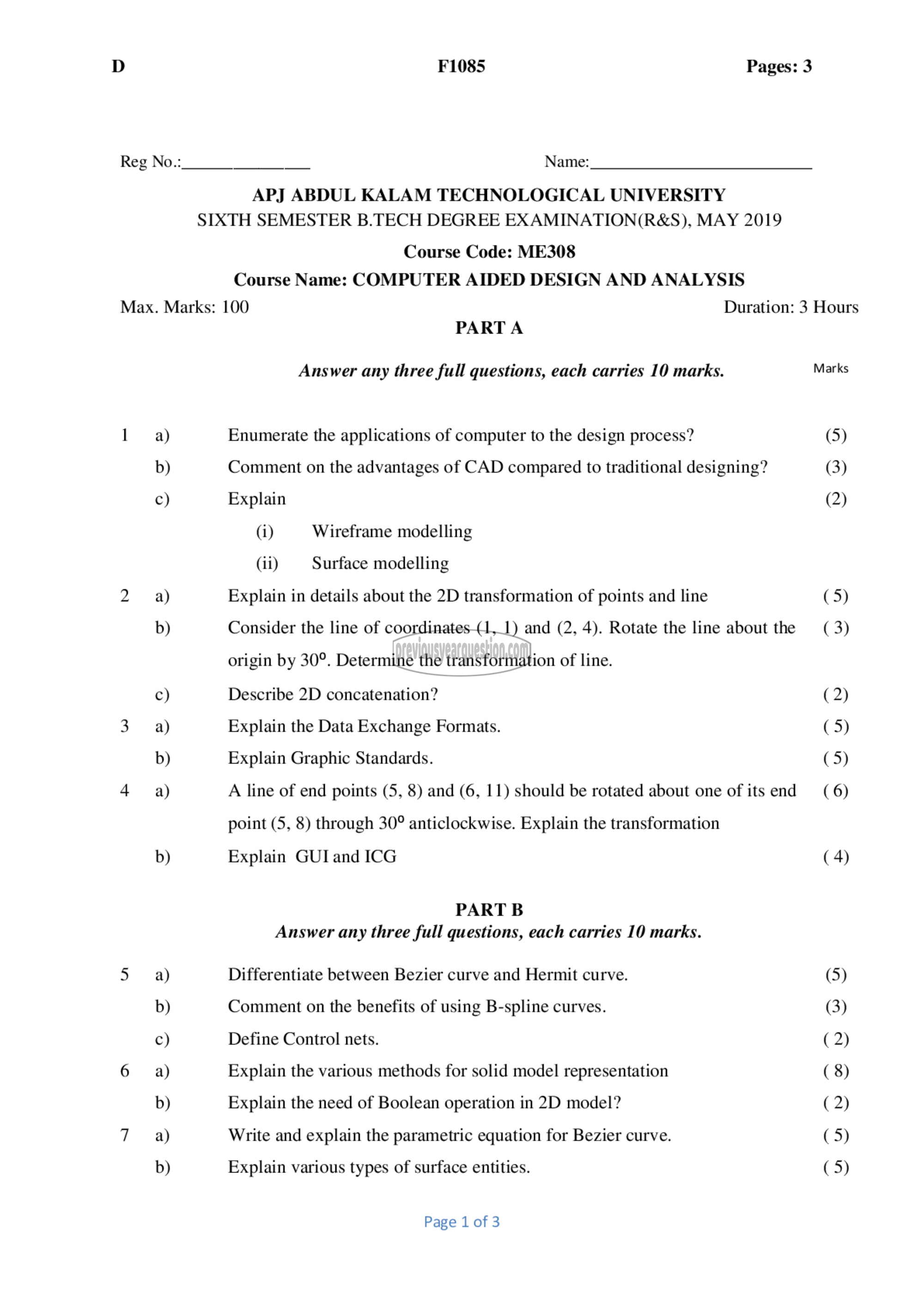 Question Paper - Computer Aided Design and Analysis-1