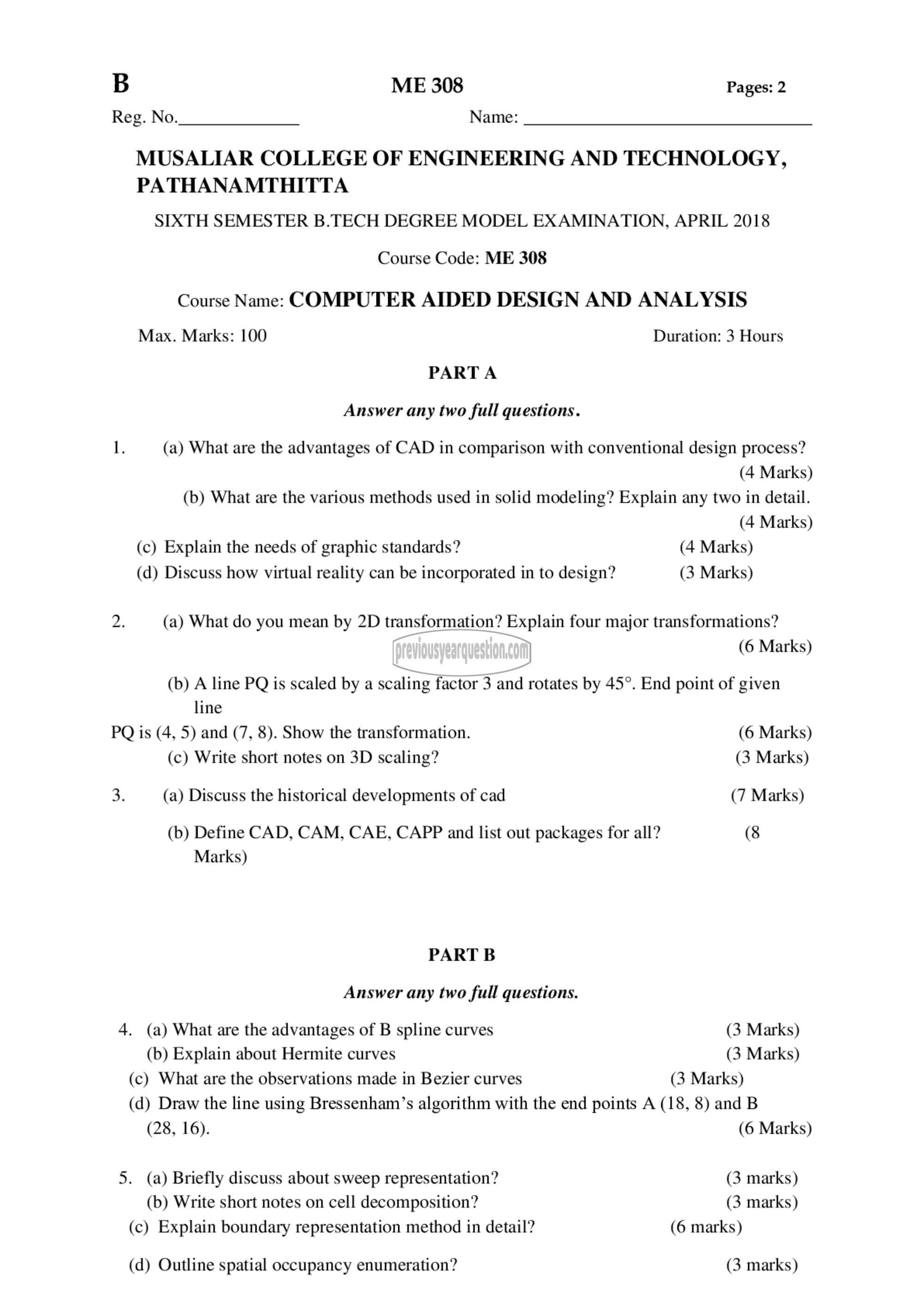 Question Paper - Computer Aided Design and Analysis-1