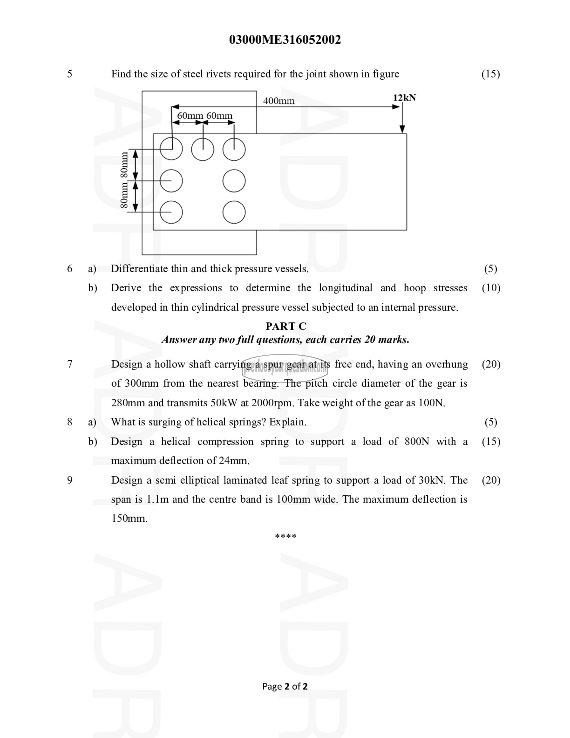 Question Paper - Principles of Machine Design-2