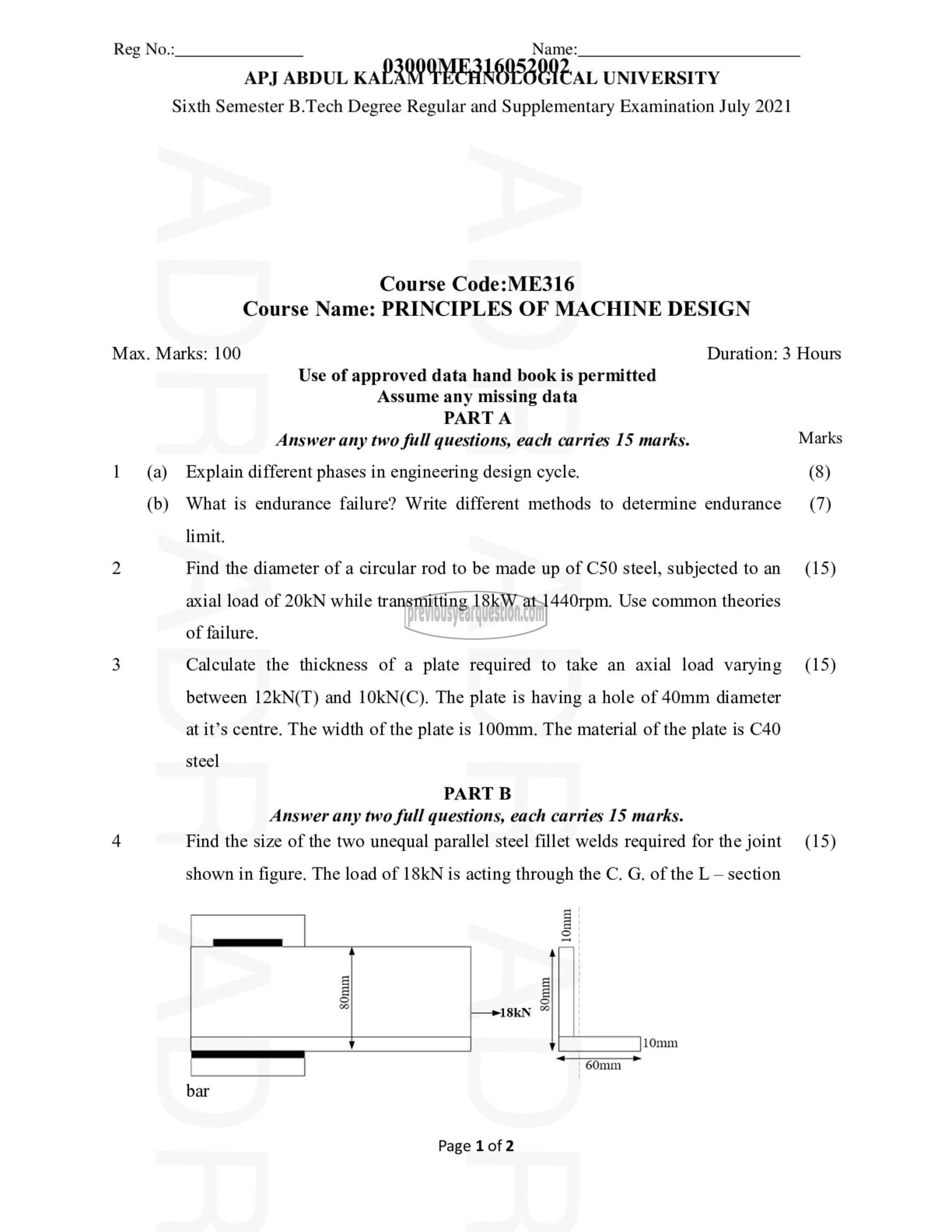 Question Paper - Principles of Machine Design-1