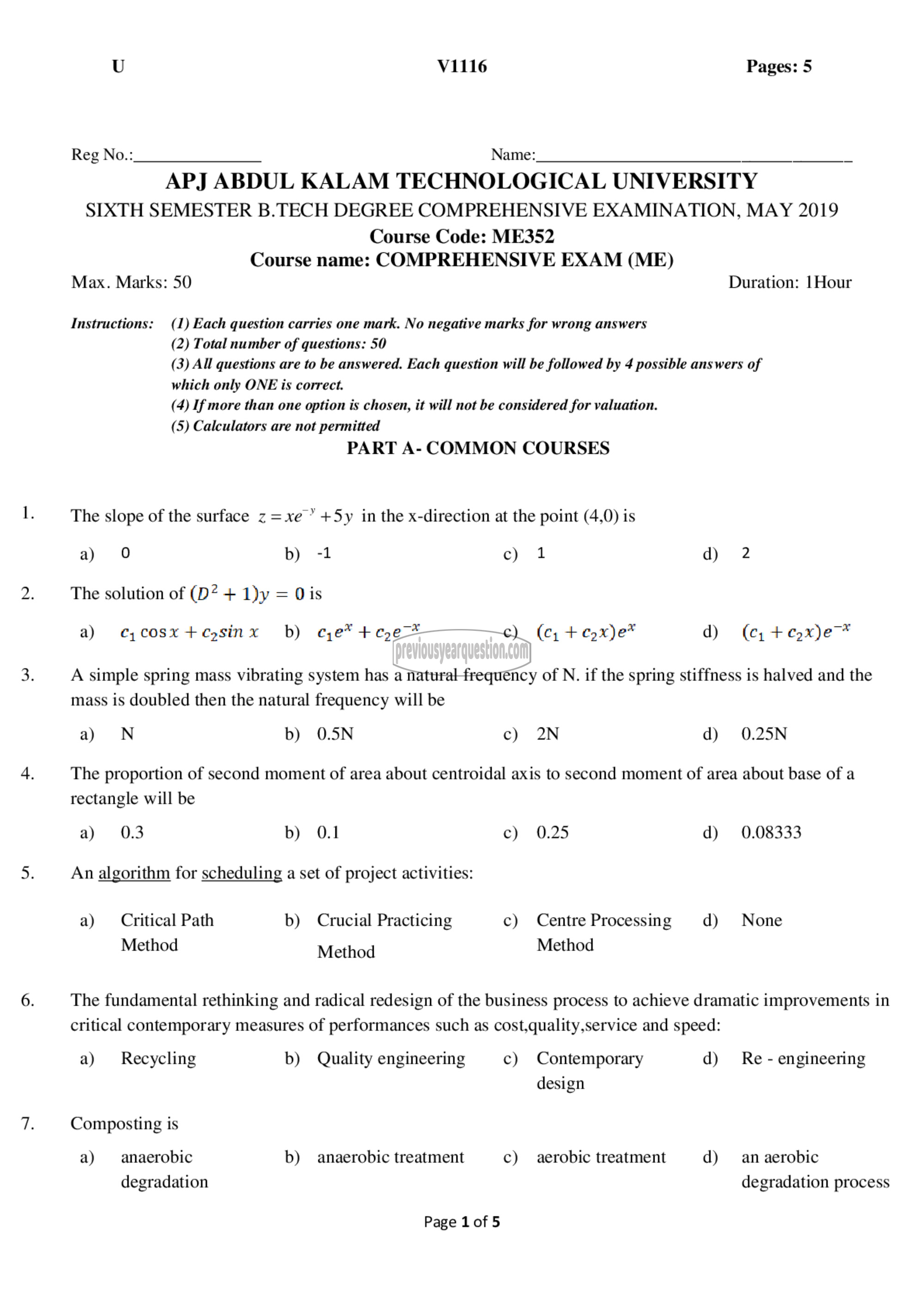 Question Paper - Comprehensive Exam-1