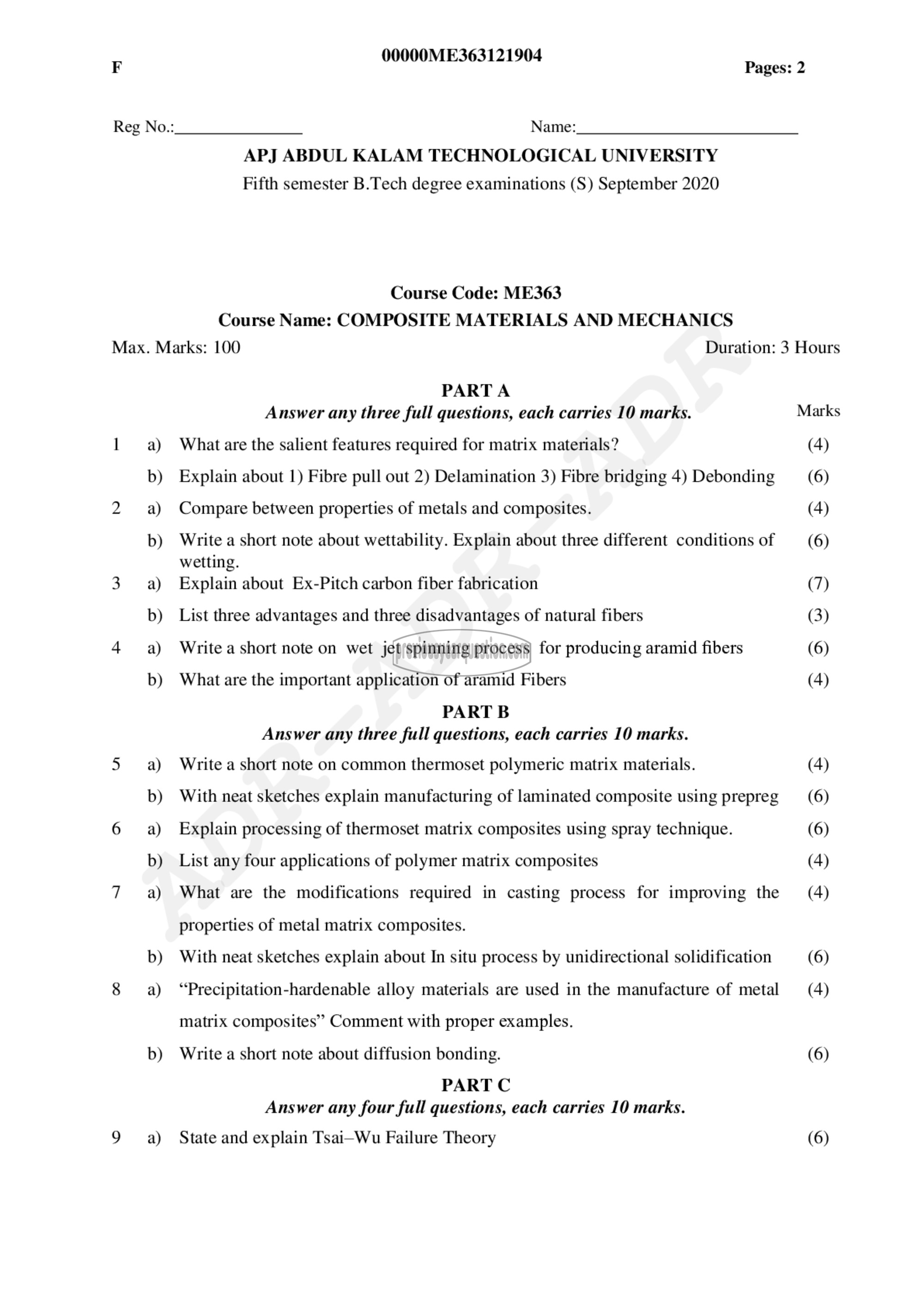 Question Paper - Composite Materials and Mechanics-1