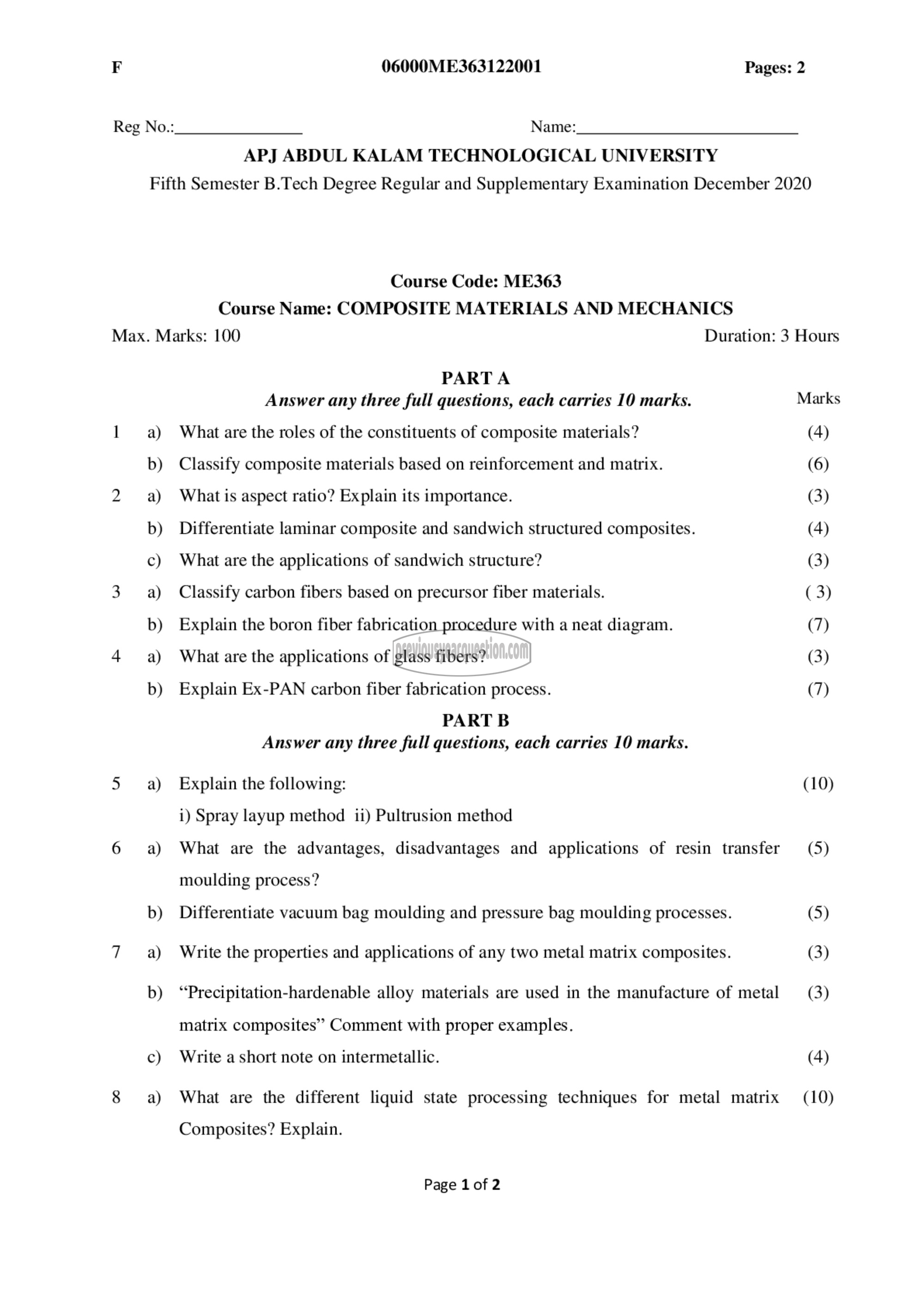 Question Paper - Composite Materials and Mechanics-1