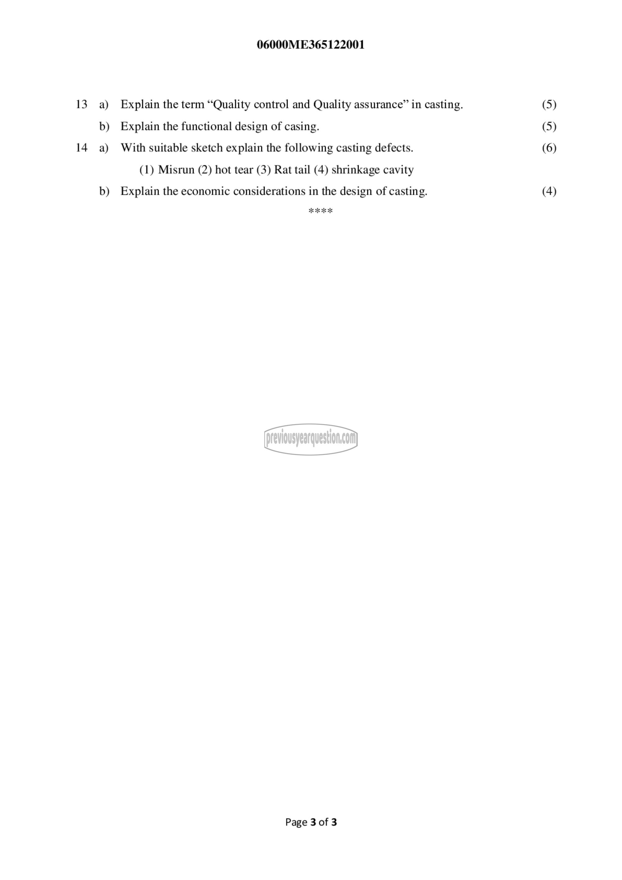 Question Paper - Advanced Metal Casting-3