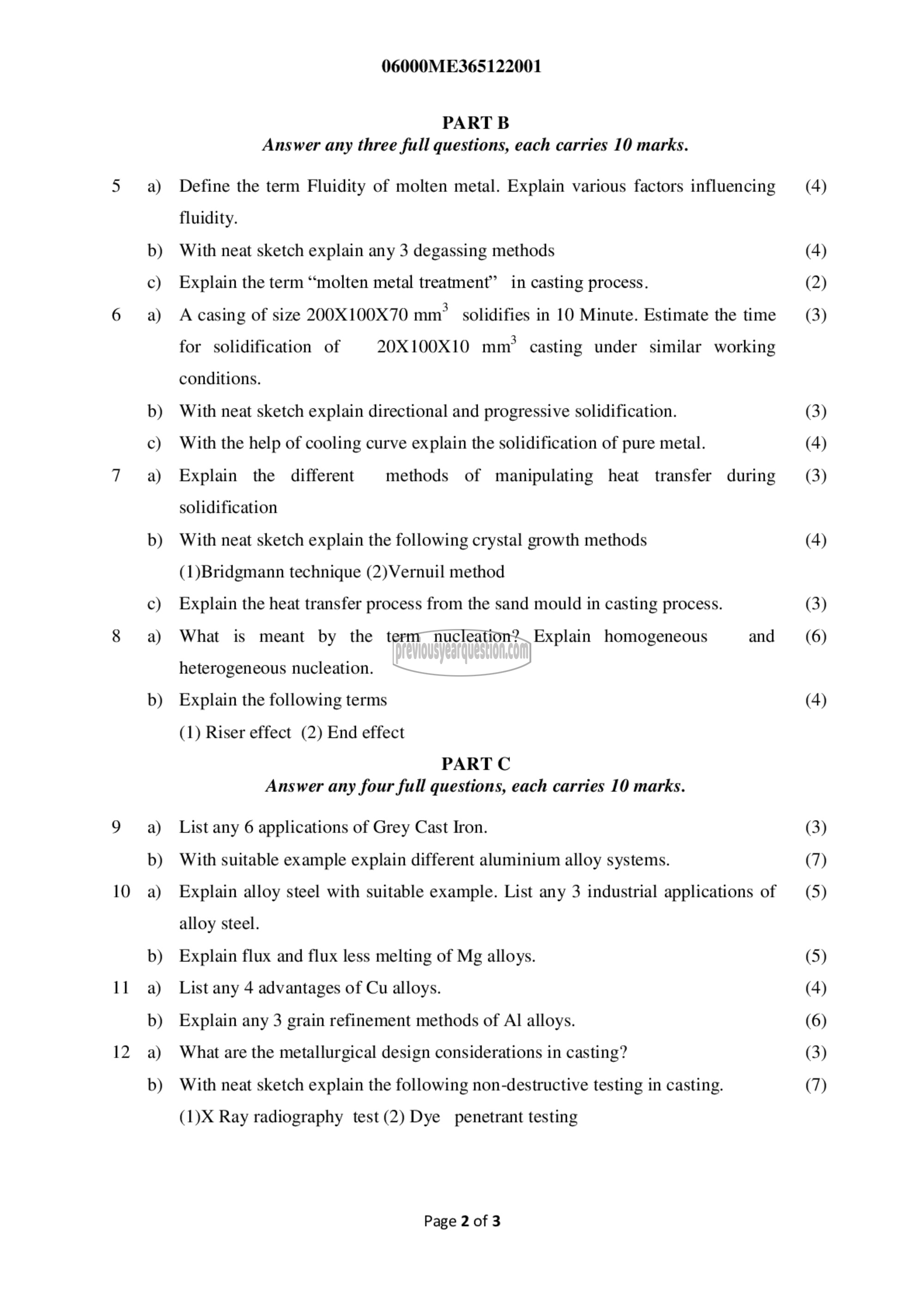 Question Paper - Advanced Metal Casting-2