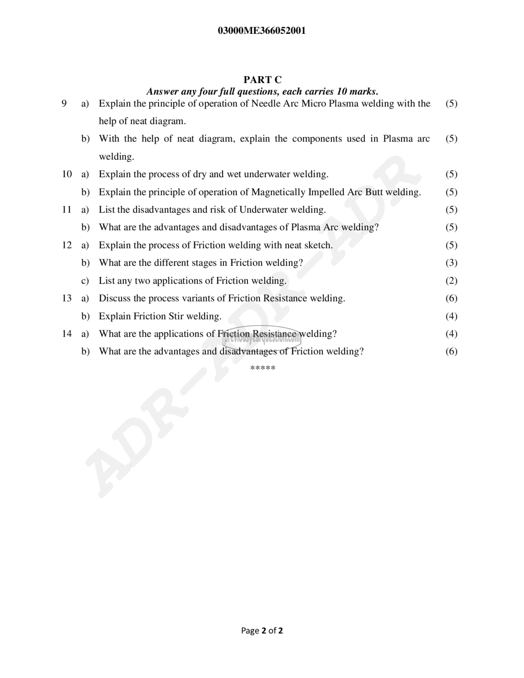 Question Paper - Advanced Metal Joining Technology-2