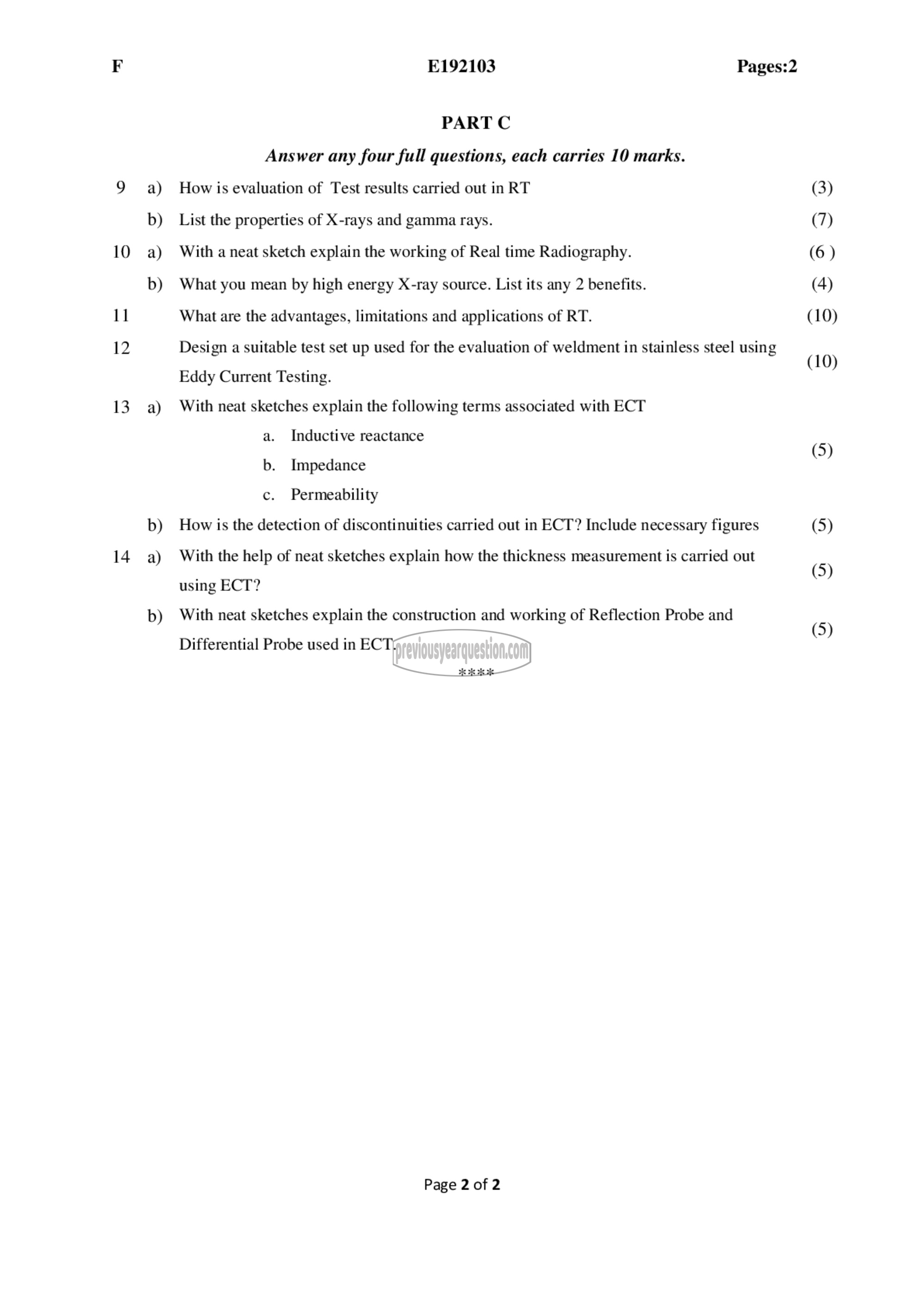 Question Paper - Non-Destructive Testing-2