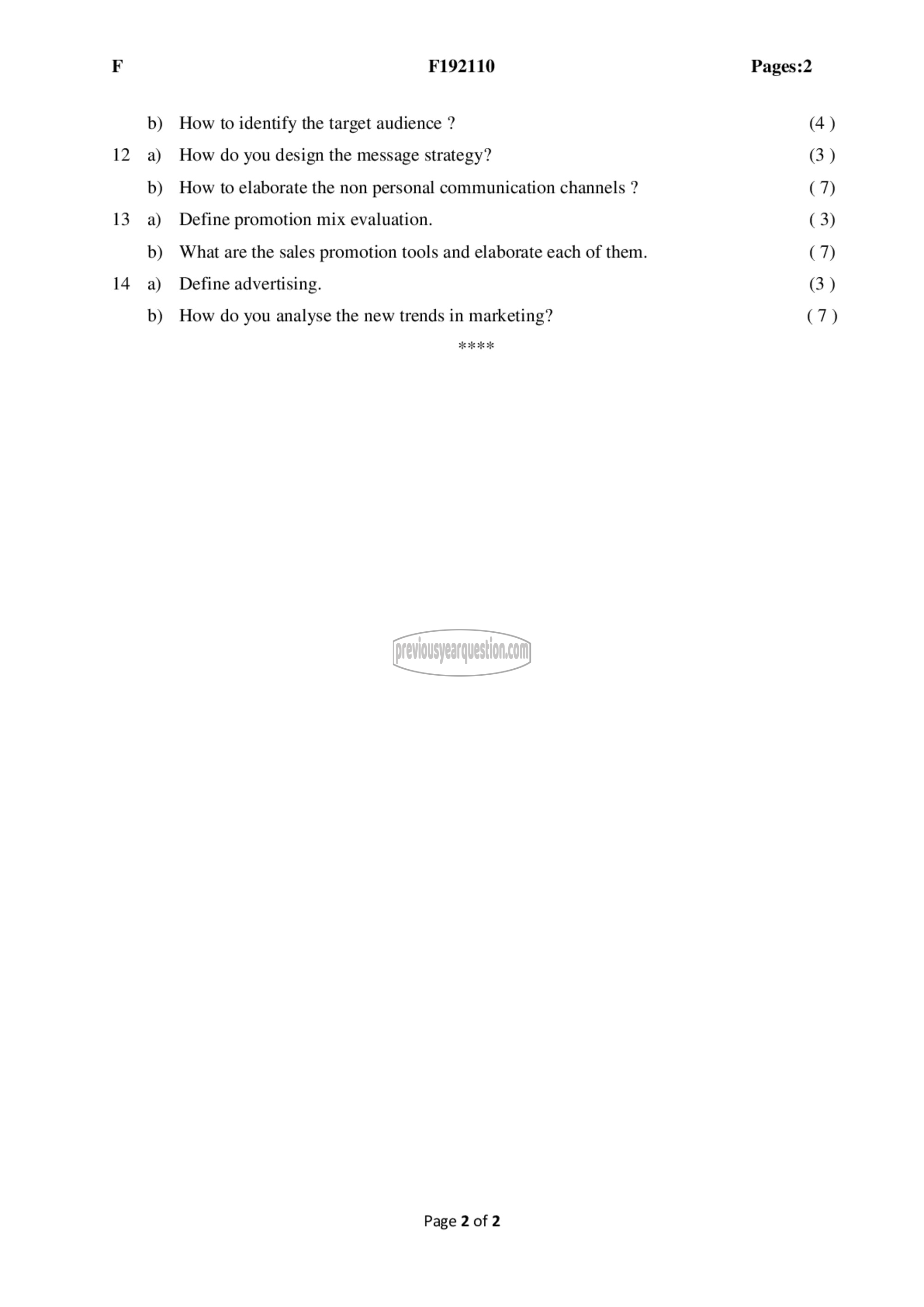 Question Paper - Marketing Management-2