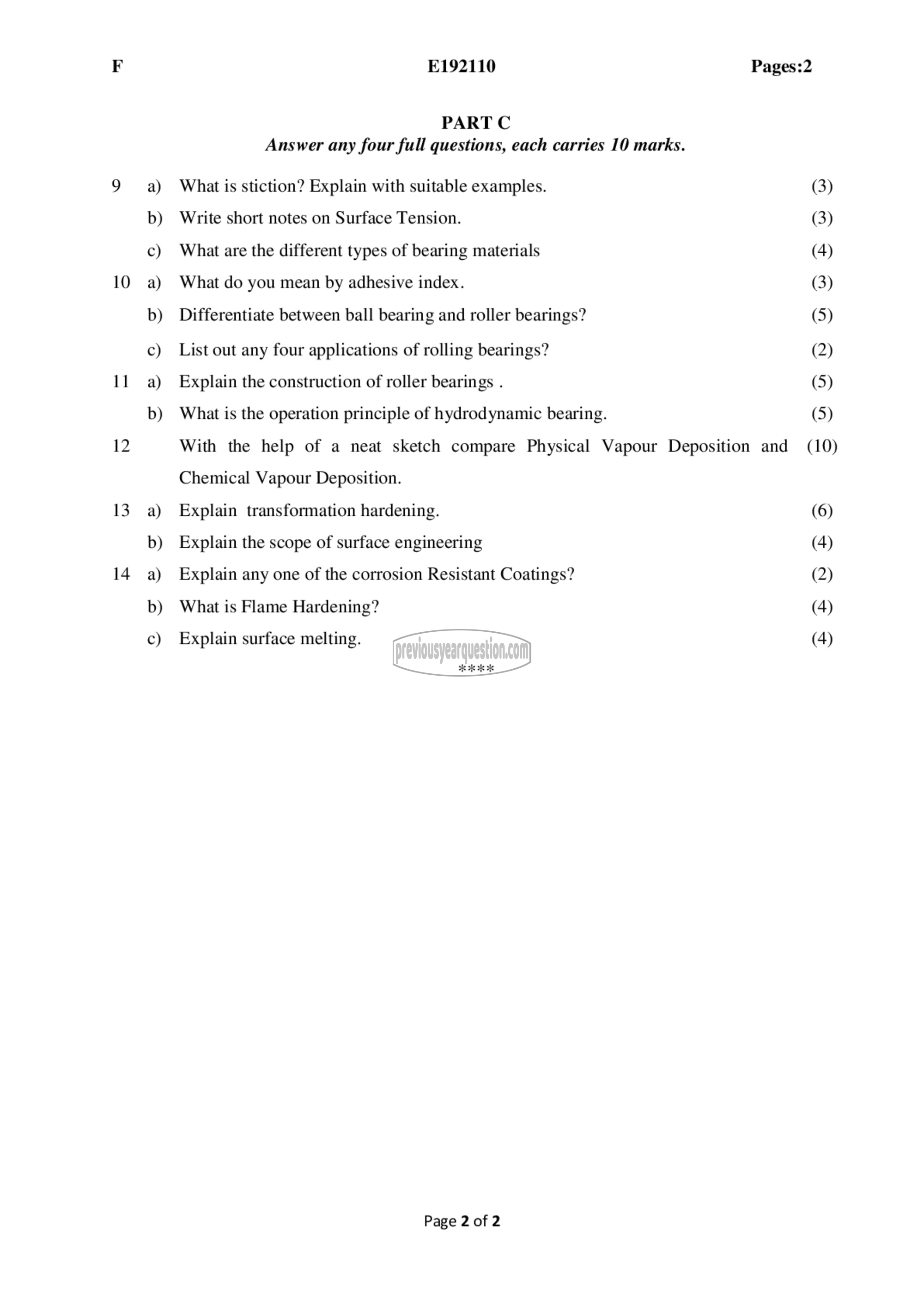 Question Paper - Tribology-2