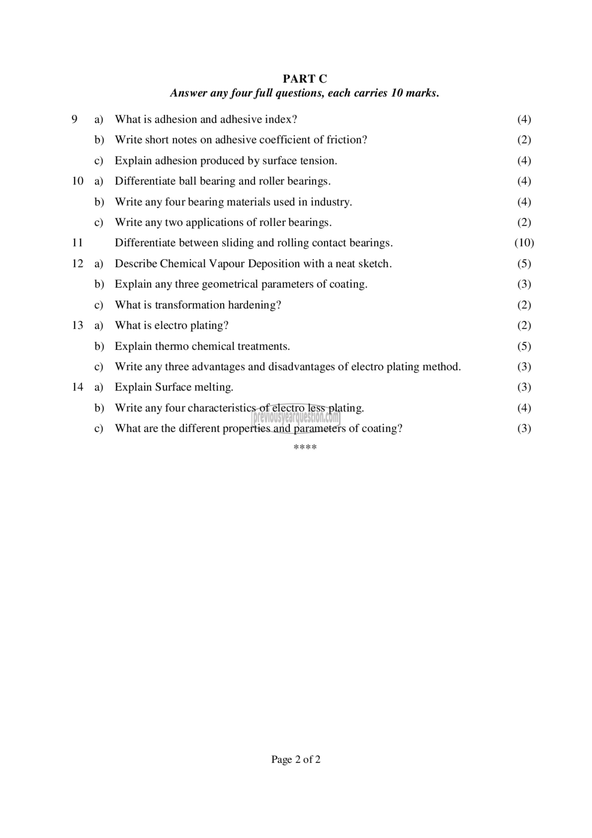 Question Paper - Tribology-2