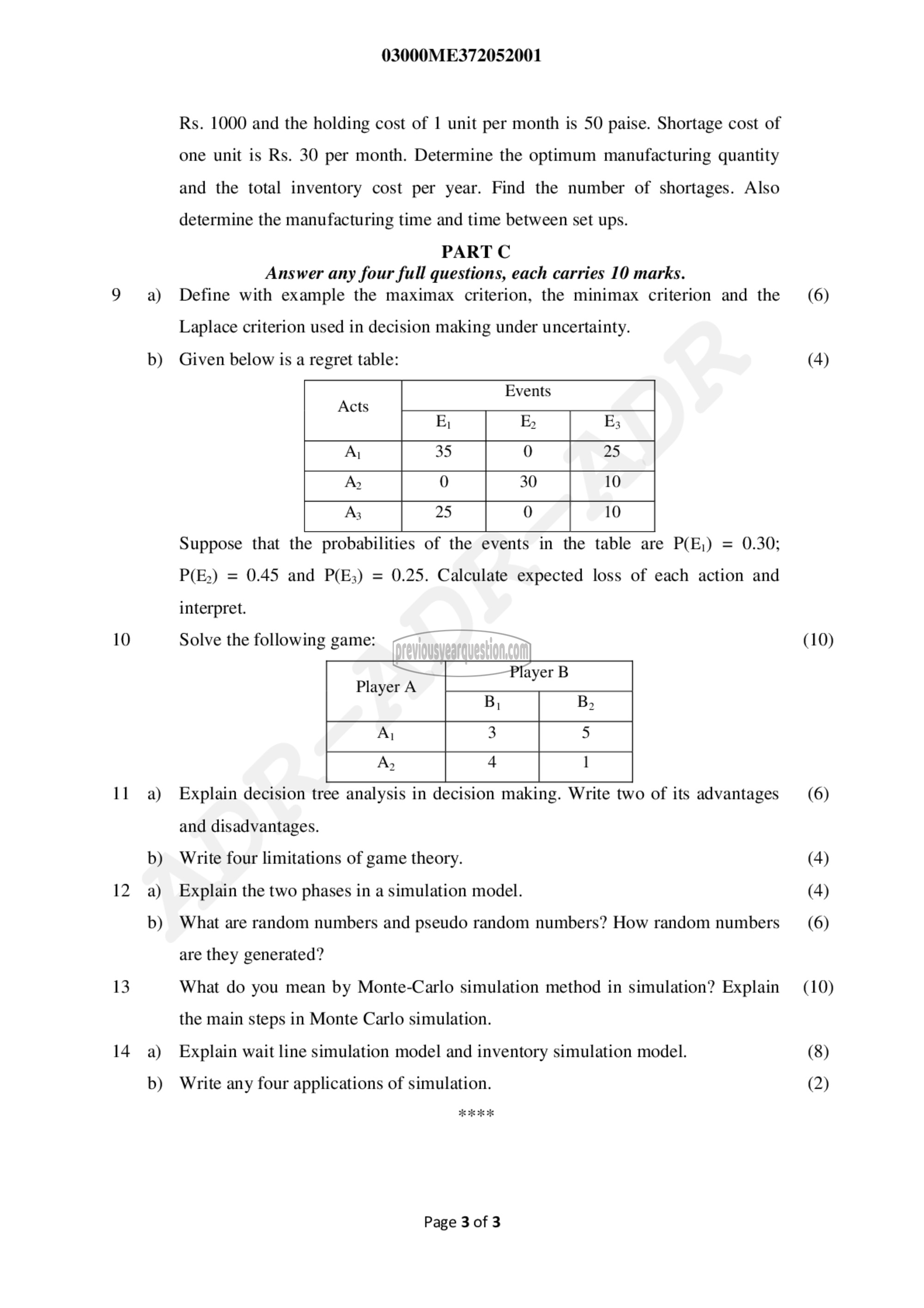 Question Paper - Operations Research-3