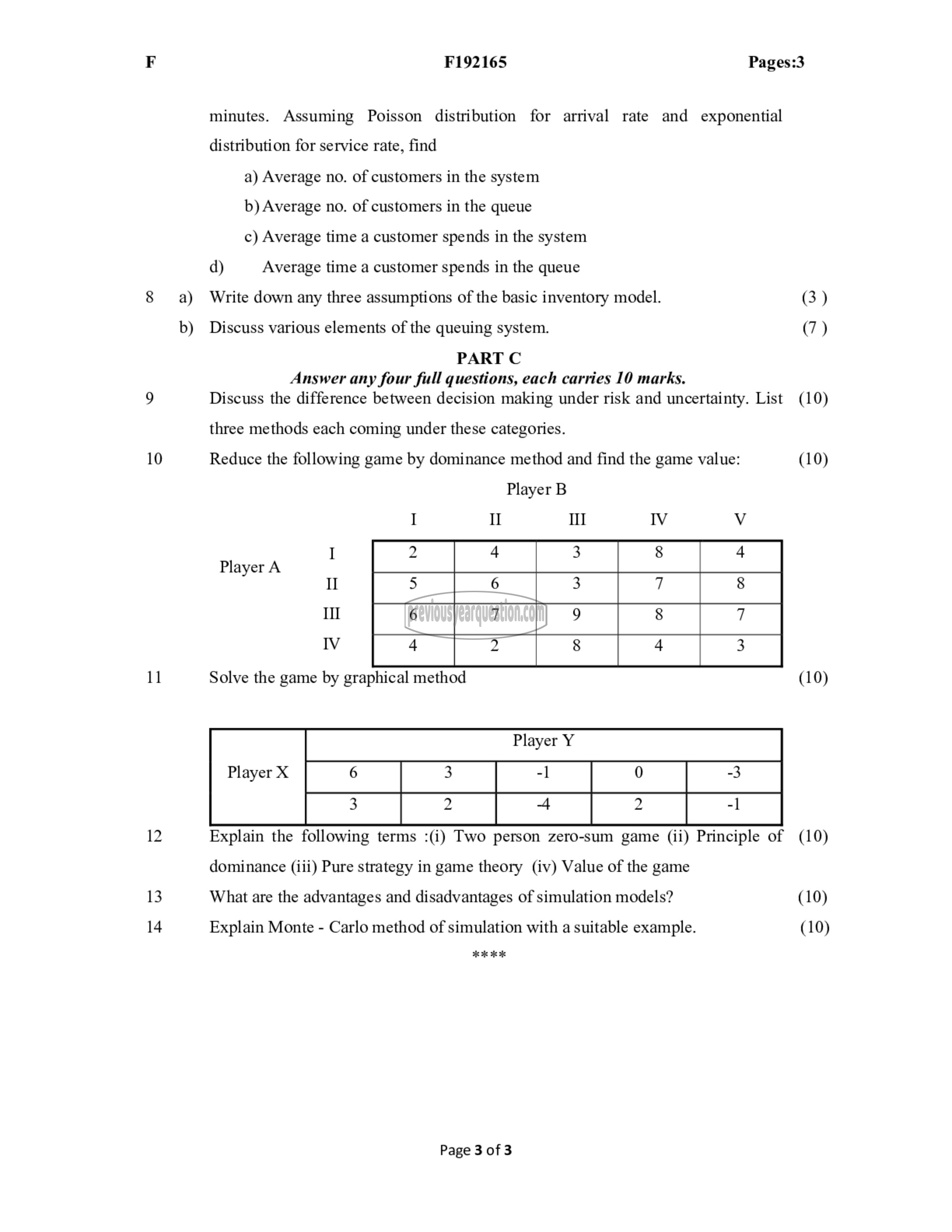 Question Paper - Operations Research-3