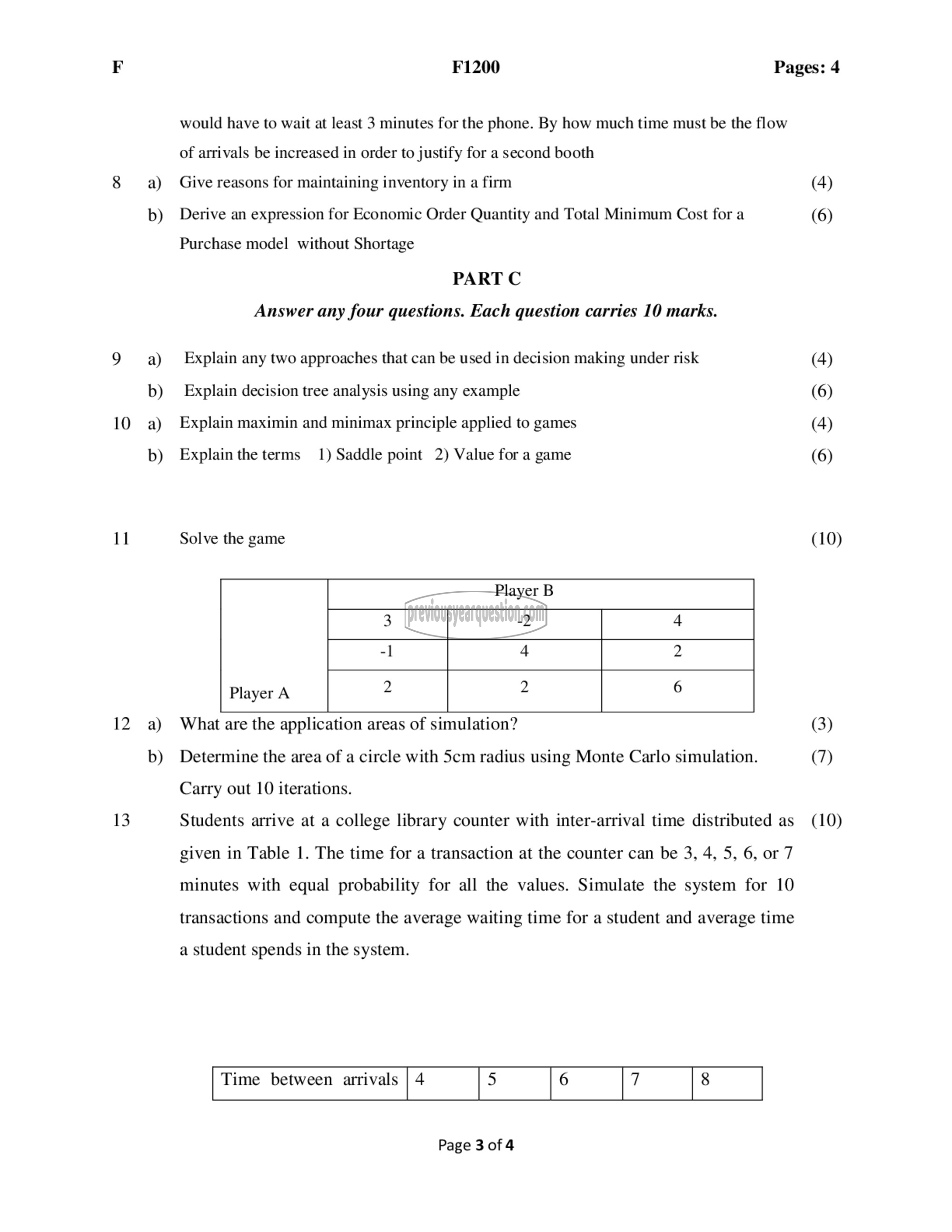 Question Paper - Operations Research-3