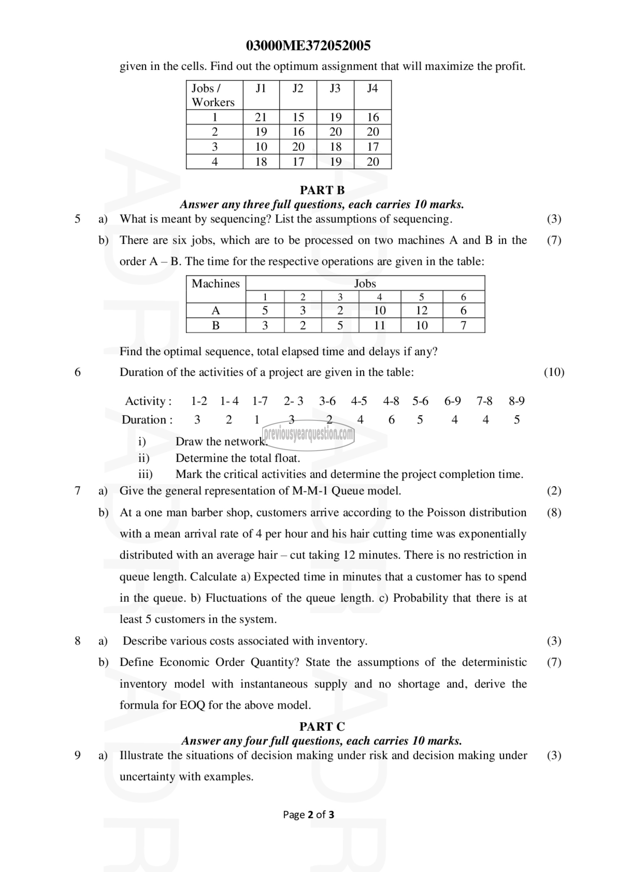 Question Paper - Operations Research-2