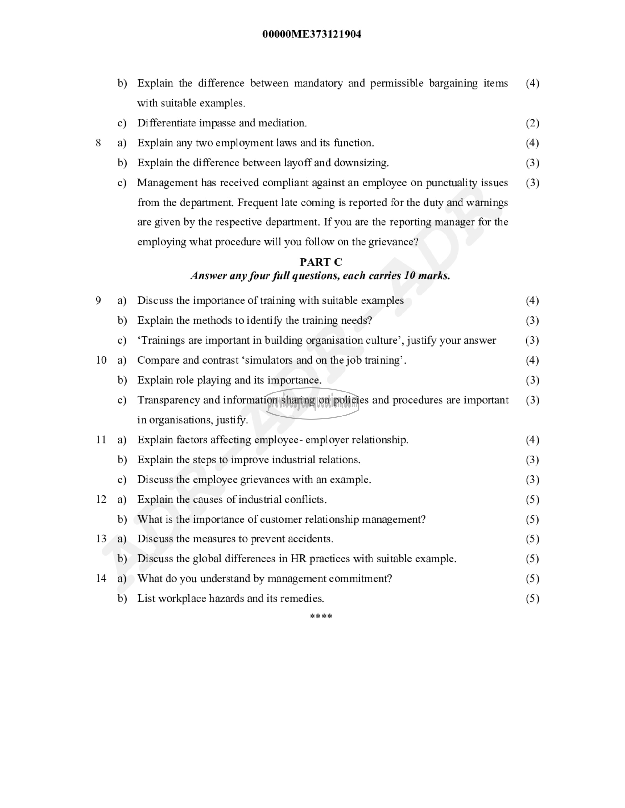 Question Paper - Human Relations Management-2