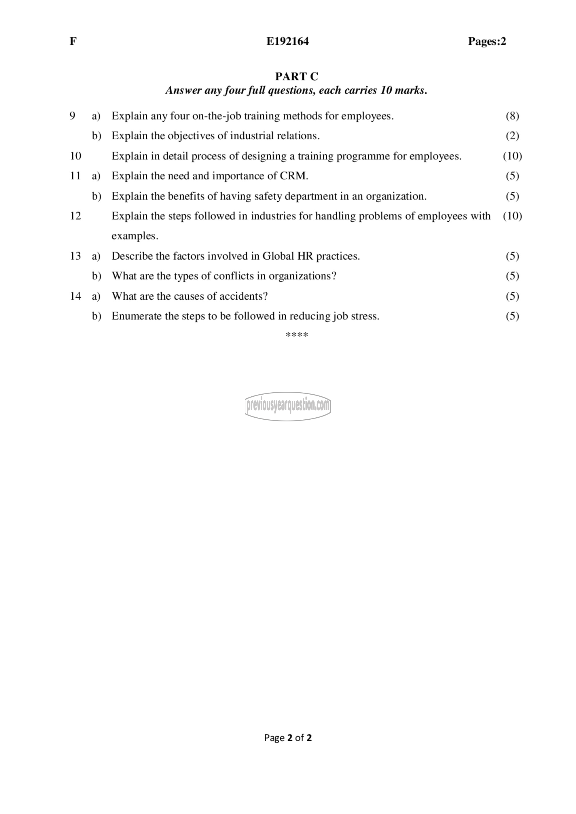 Question Paper - Human Relations Management-2