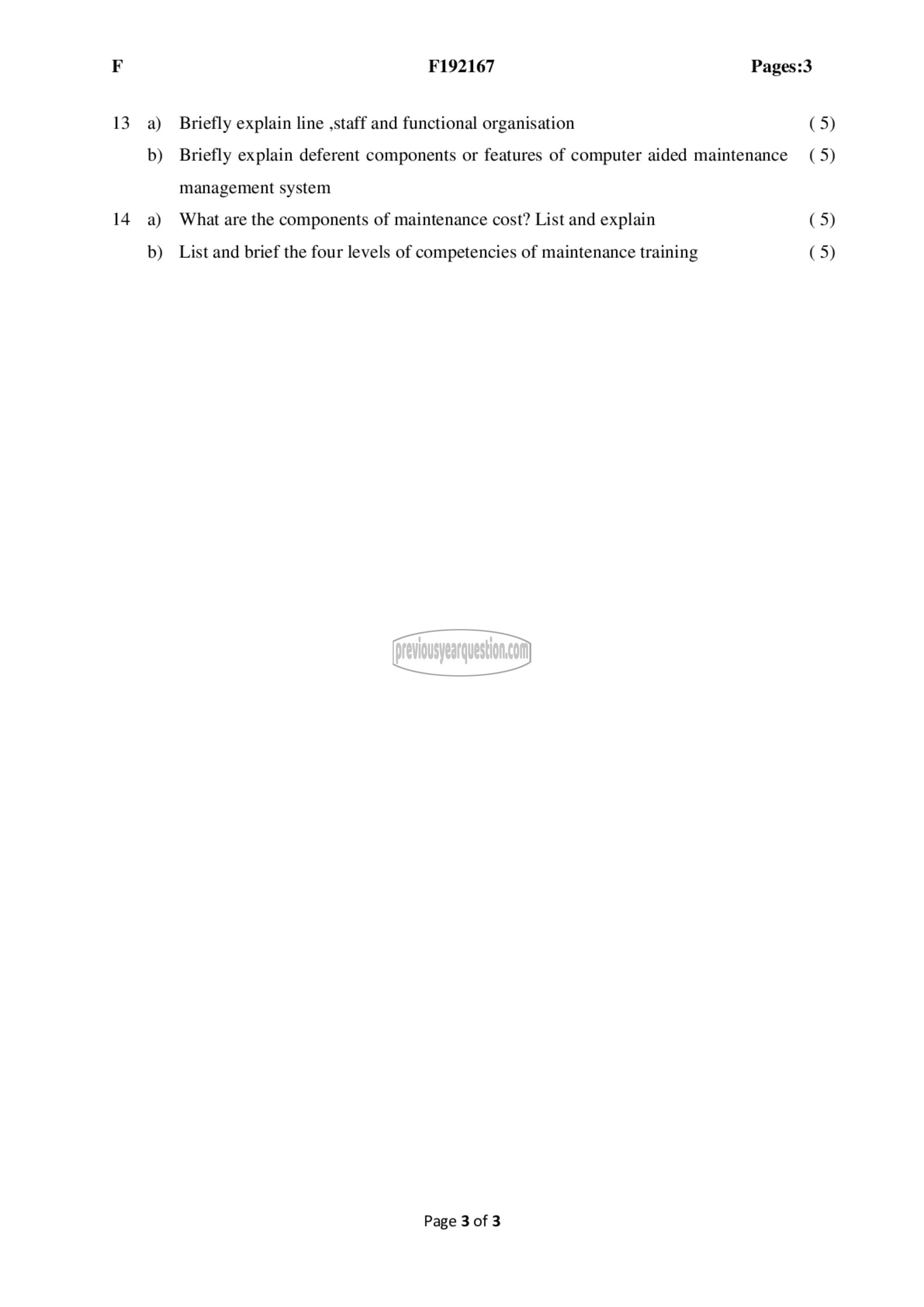 Question Paper - Maintenance Engineering-3