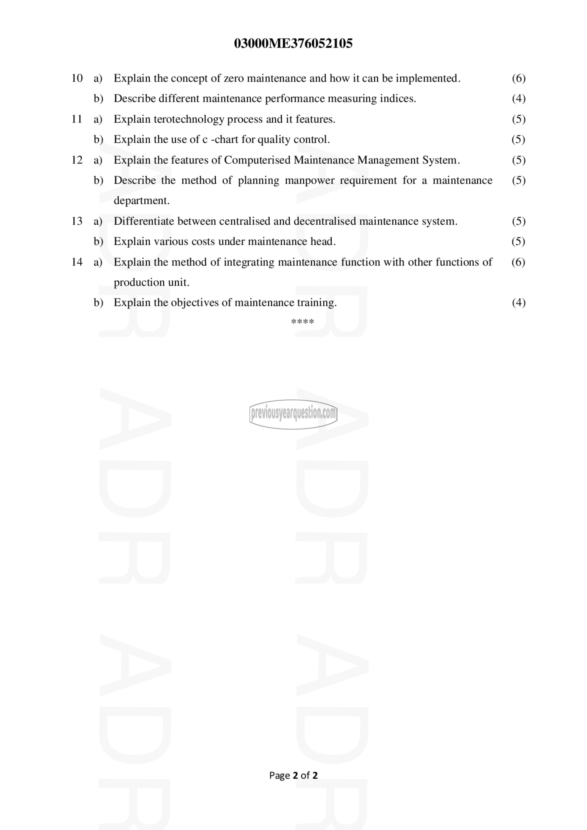 Question Paper - Maintenance Engineering-2